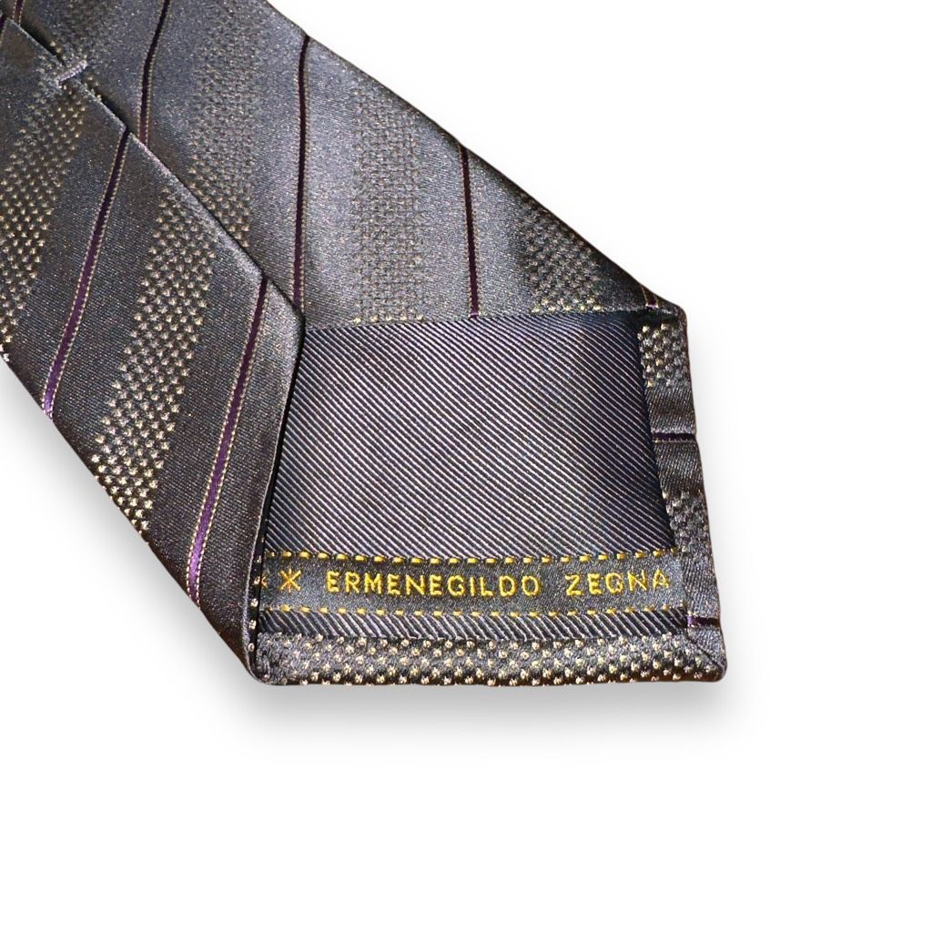 Ermenegildo Zegna Ermenegildo Zegna Gray & Purple Striped Handmade in Italy Ti Size ONE SIZE - 3 Thumbnail