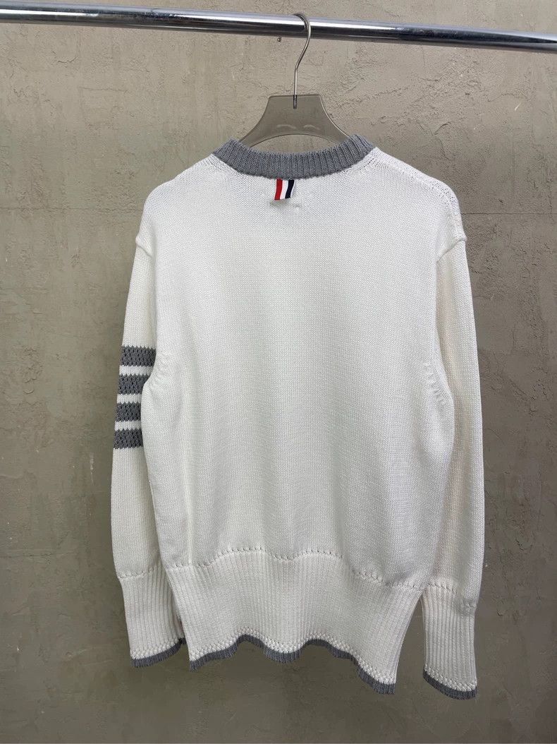 Thom Browne Thom browne White four-striped round-neck knitted sweater 2 Size US XXS / EU 40 - 2 Thumbnail
