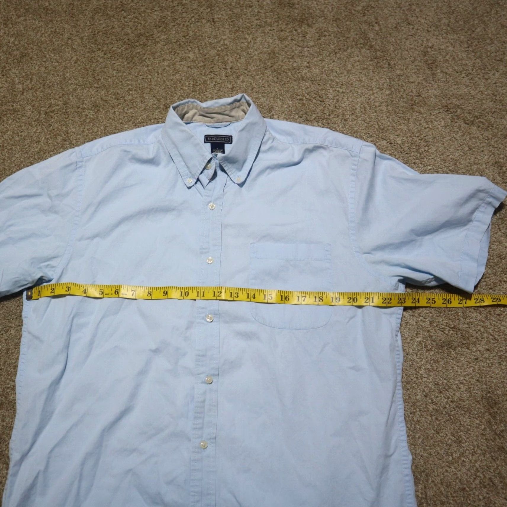 Vintage VINTAGE Saddlebred Men's Shirt Short Sleeve Button-Up Collared Cotton Light Blue Large Size US L / EU 52-54 / 3 - 4 Thumbnail