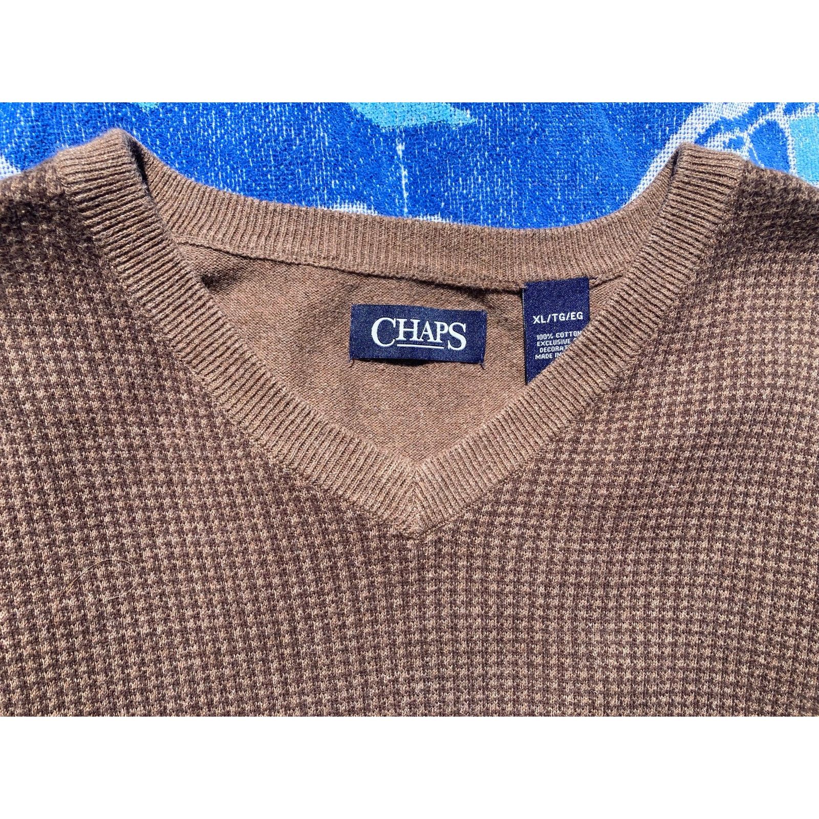 Chaps Chaps Brown Houndstooth Sweater Vest Size US L / EU 52-54 / 3 - 2 Thumbnail
