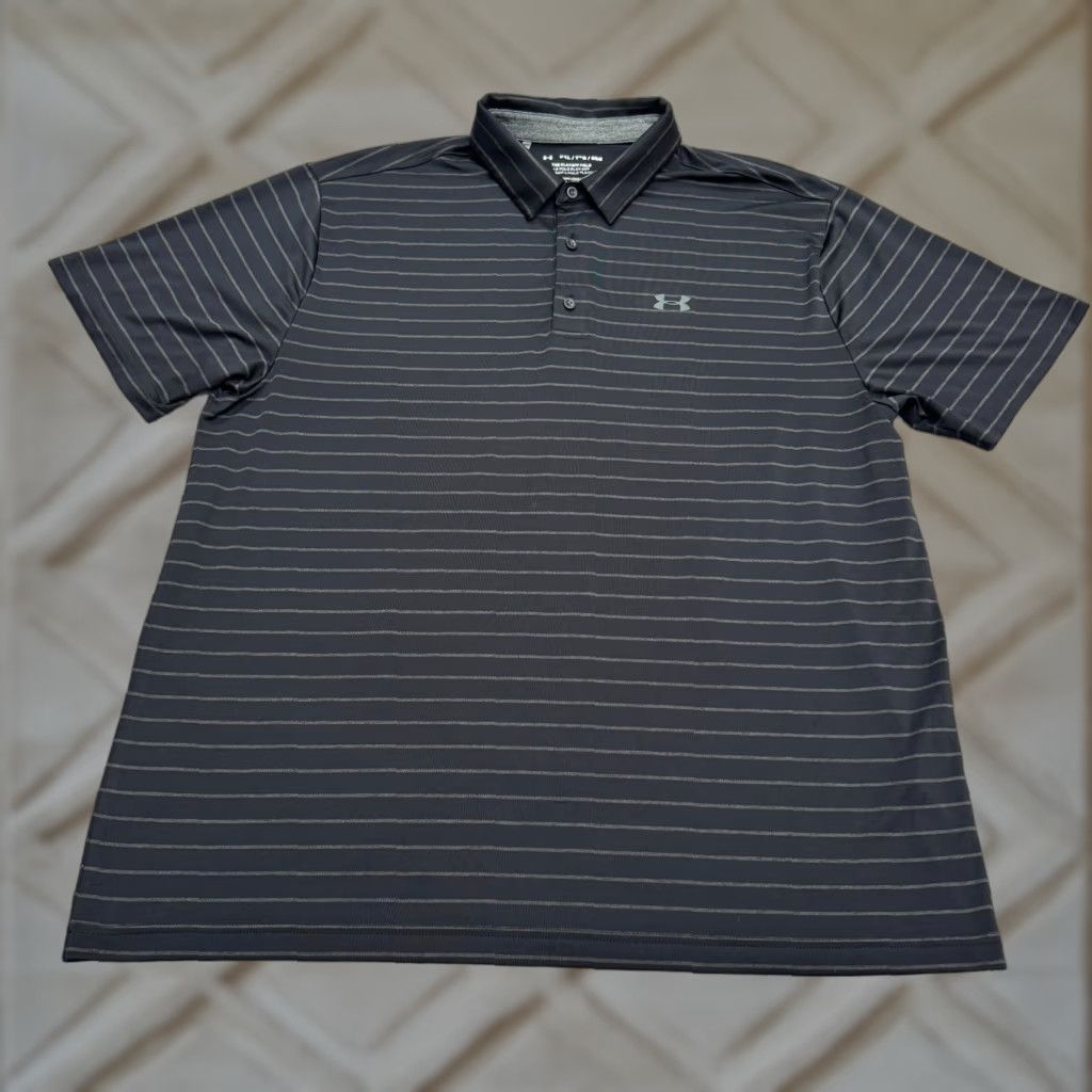 Under Armour Under Armour Polo Shirt Mens 2XL Black Striped Golf Activewear Casual Sport Short Sleeve Polo Size US XXL / EU 58 / 5 - 1 Thumbnail