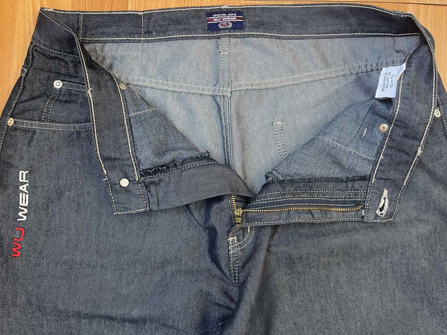 Wu-Tang Clan Wu Wear jeans, shiny gray silver Wu-Tang Clan, 90s baggy 34 Size US 34 / EU 50 - 7 Thumbnail