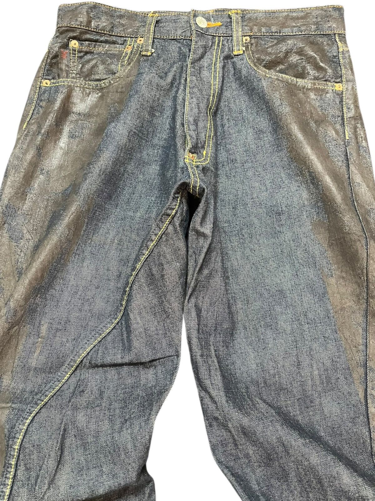 Who Decides War Vintage YNJS Two Tones Curvy Leg Embroidery Denim Size US 30 / EU 46 - 4 Thumbnail