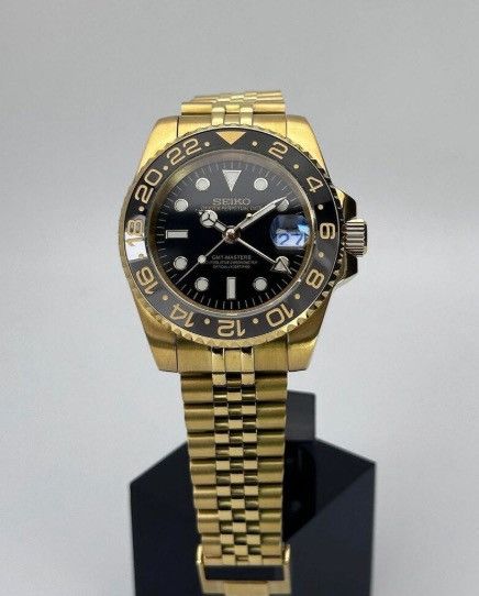 Japanese Brand Seiko Mod GMT-Master 2 Zombie Jubilee Full Gold Steel Watch Size ONE SIZE - 1 Thumbnail