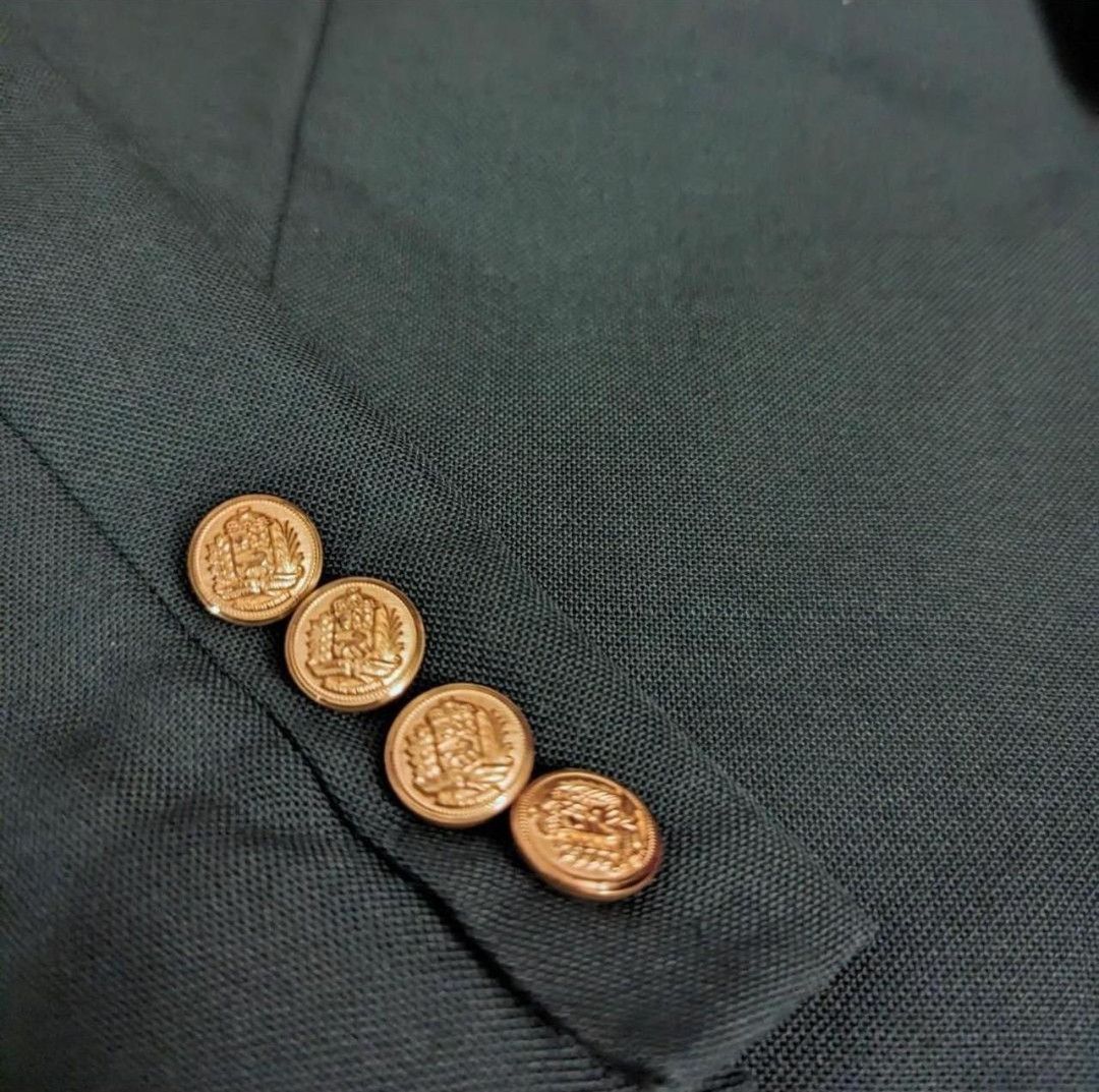 Vintage Royal Green Blazer with Gold Buttons Size 44R - 4 Thumbnail