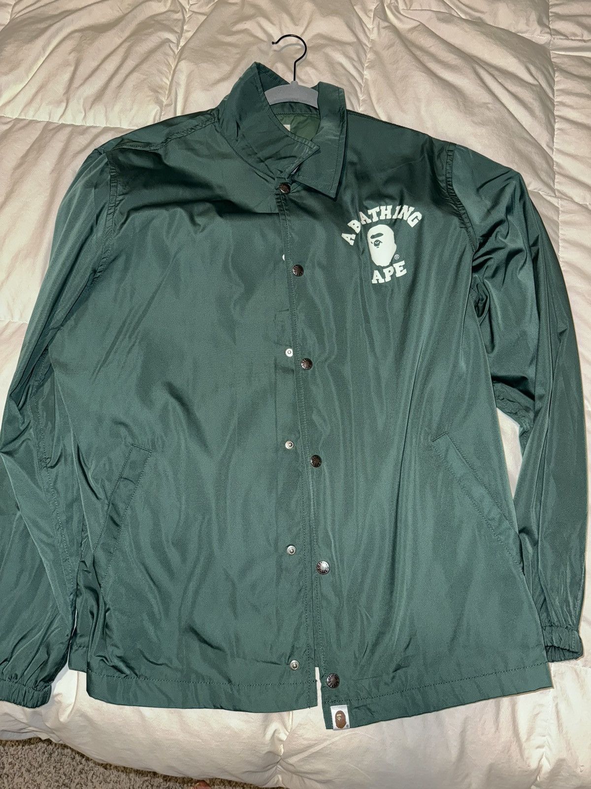 image of Bape College Coach Jacket in Green, Men's (Size 2XL)