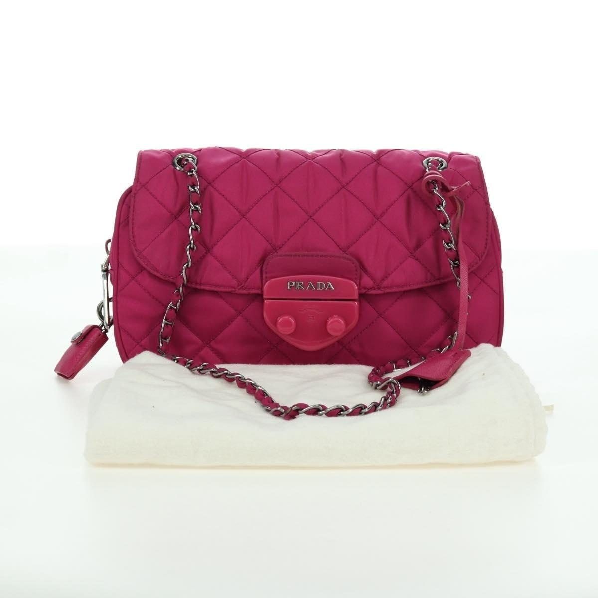 Prada Prada Nylon Chain Shoulder Bag Pink Size ONE SIZE - 2 Thumbnail