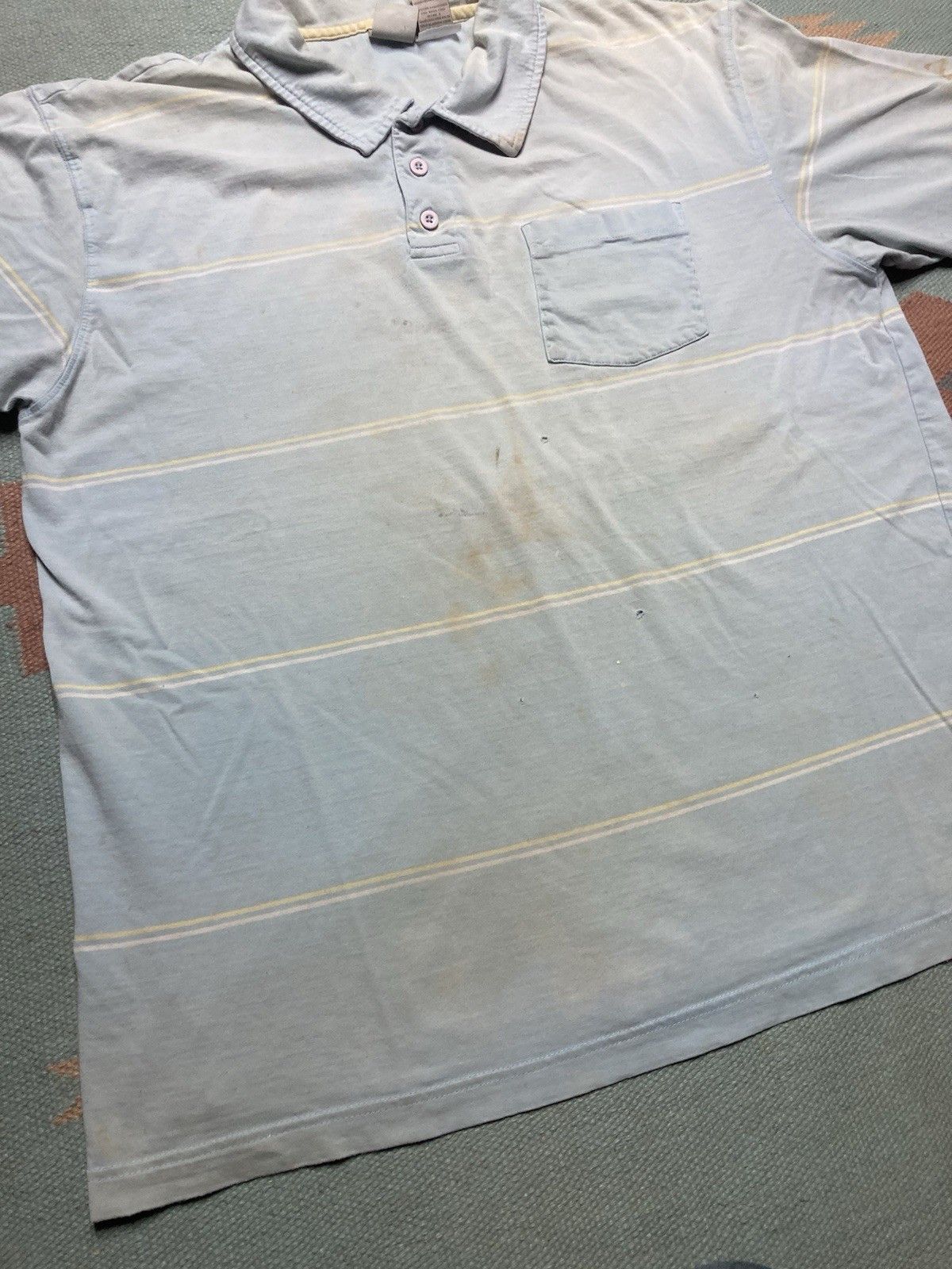 Vintage Vtg polo shirt OP Ocean Pacific striped distressed cotton XL Size US XL / EU 56 / 4 - 6 Thumbnail