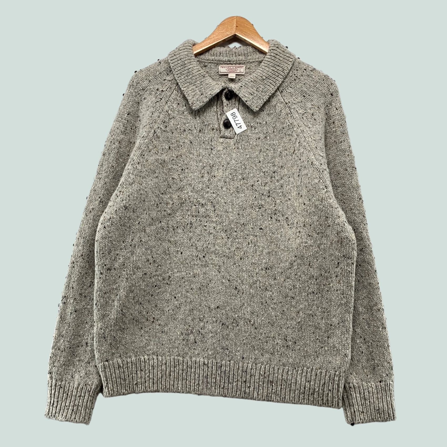 Wallace & Barnes Wallace & Barnes Merino Wool Sweater Mens Large Gray Collared Thick Heavyweight Pullover Knit Long Sleeve Casual Winter Size US L / EU 52-54 / 3 - 1 Thumbnail