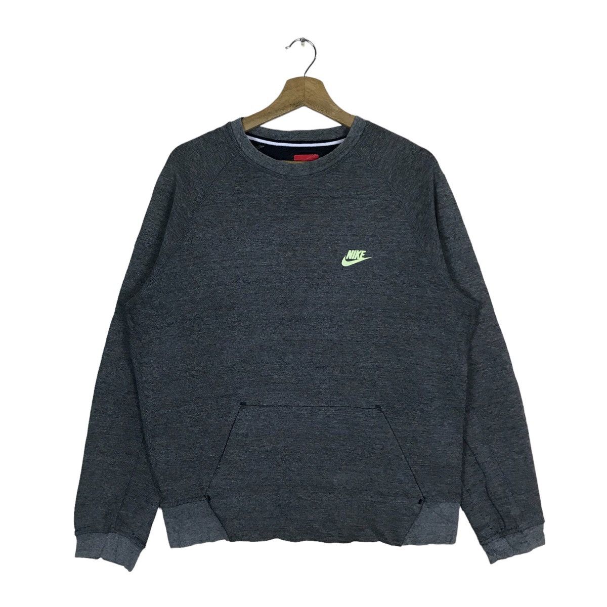 image of Nike Mini Logo Pullover Jumper Sweatshirt in Dark Grey, Men's (Size Large)