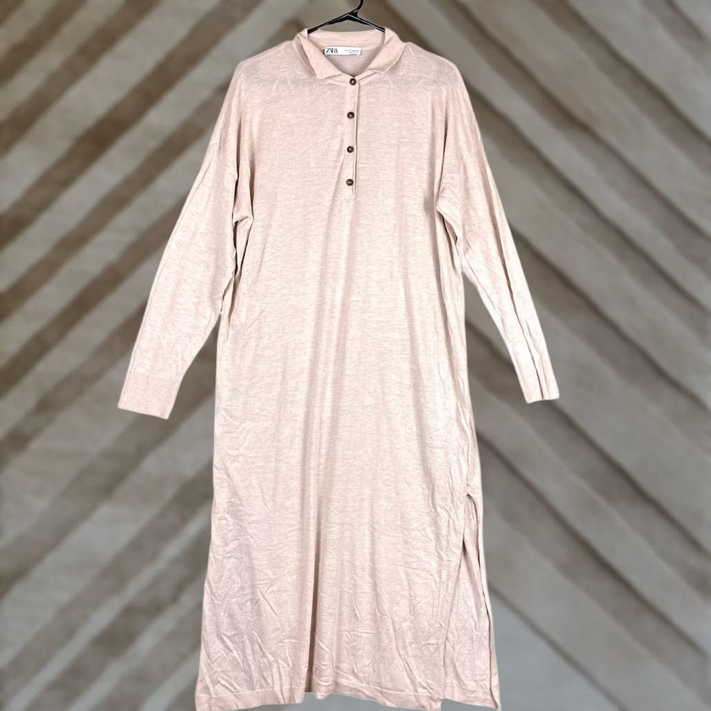 zara linen dress beige ZARA Beige Linen Dress XS (0-2) New