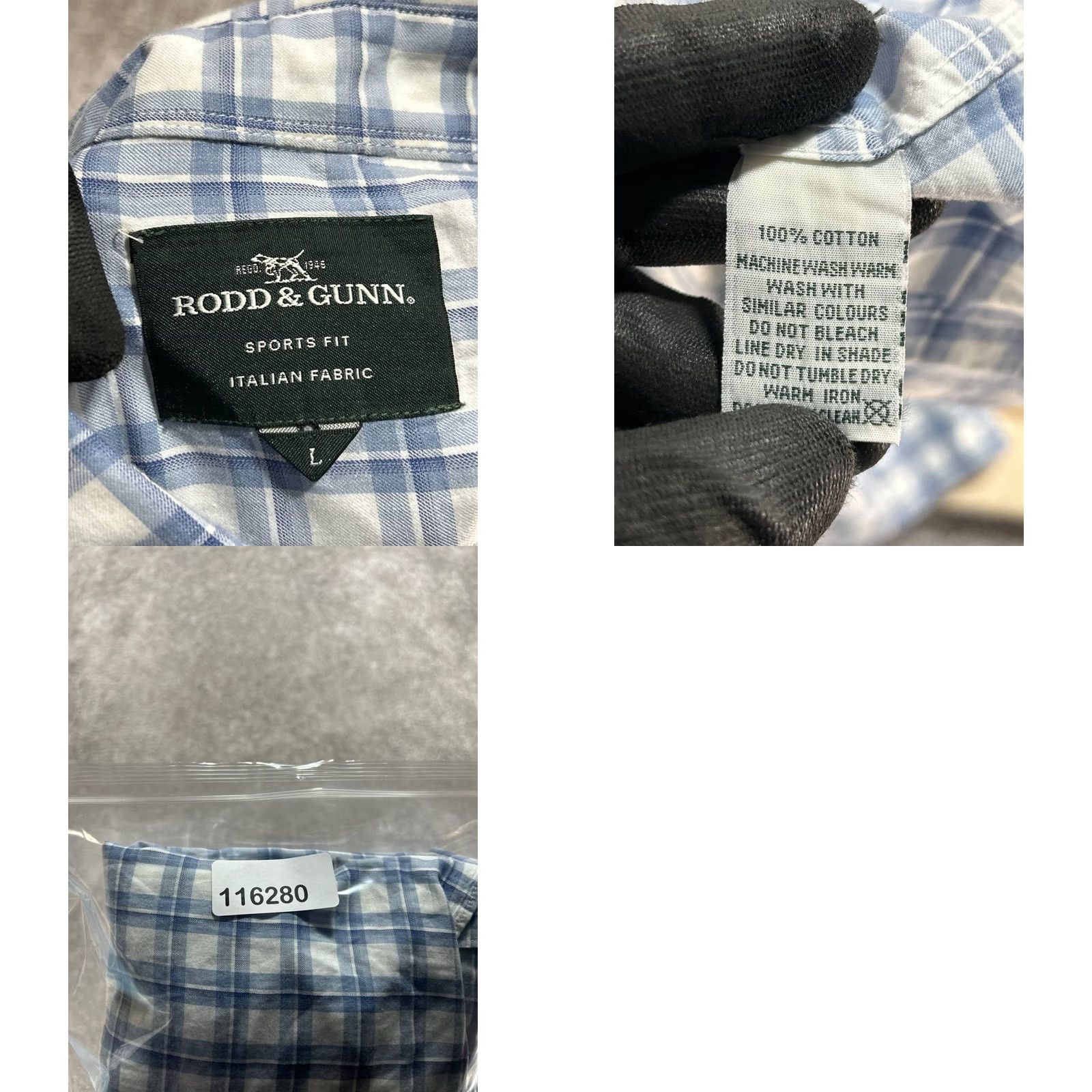 Rodd & Gunn Rodd & Gunn Sports Fit Shirt Mens Large White Plaid Cotton Button Front Size US L / EU 52-54 / 3 - 8 Thumbnail