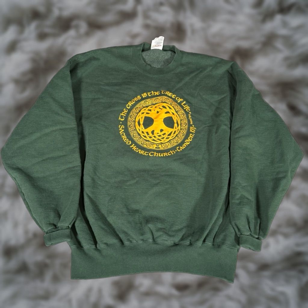 Vintage VINTAGE Sacred Heart Church New Jersey Sweatshirt Mens XL Made In USA Green 90s Size US XL / EU 56 / 4 - 1 Thumbnail
