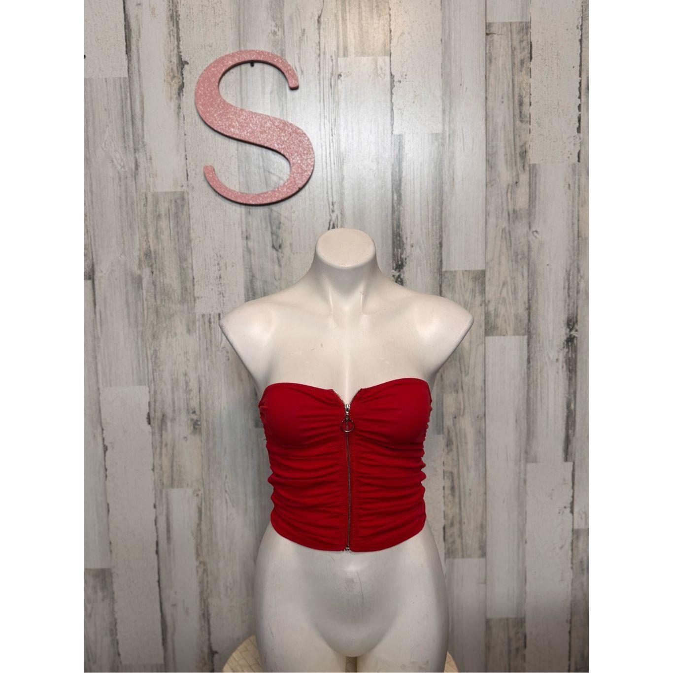 Other Ambiance Red Strapless Zip-Up Tube Top – Size S Size S / US 4 / IT 40 - 1 Thumbnail