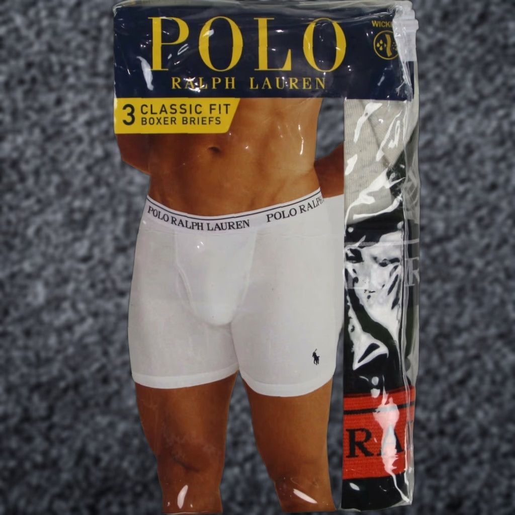 Polo Ralph Lauren Ralph Lauren 3 Pack Black Green Beige Cotton Boxer Briefs NWT XL Men Underwear Boxers NWT Size 46R - 1 Preview
