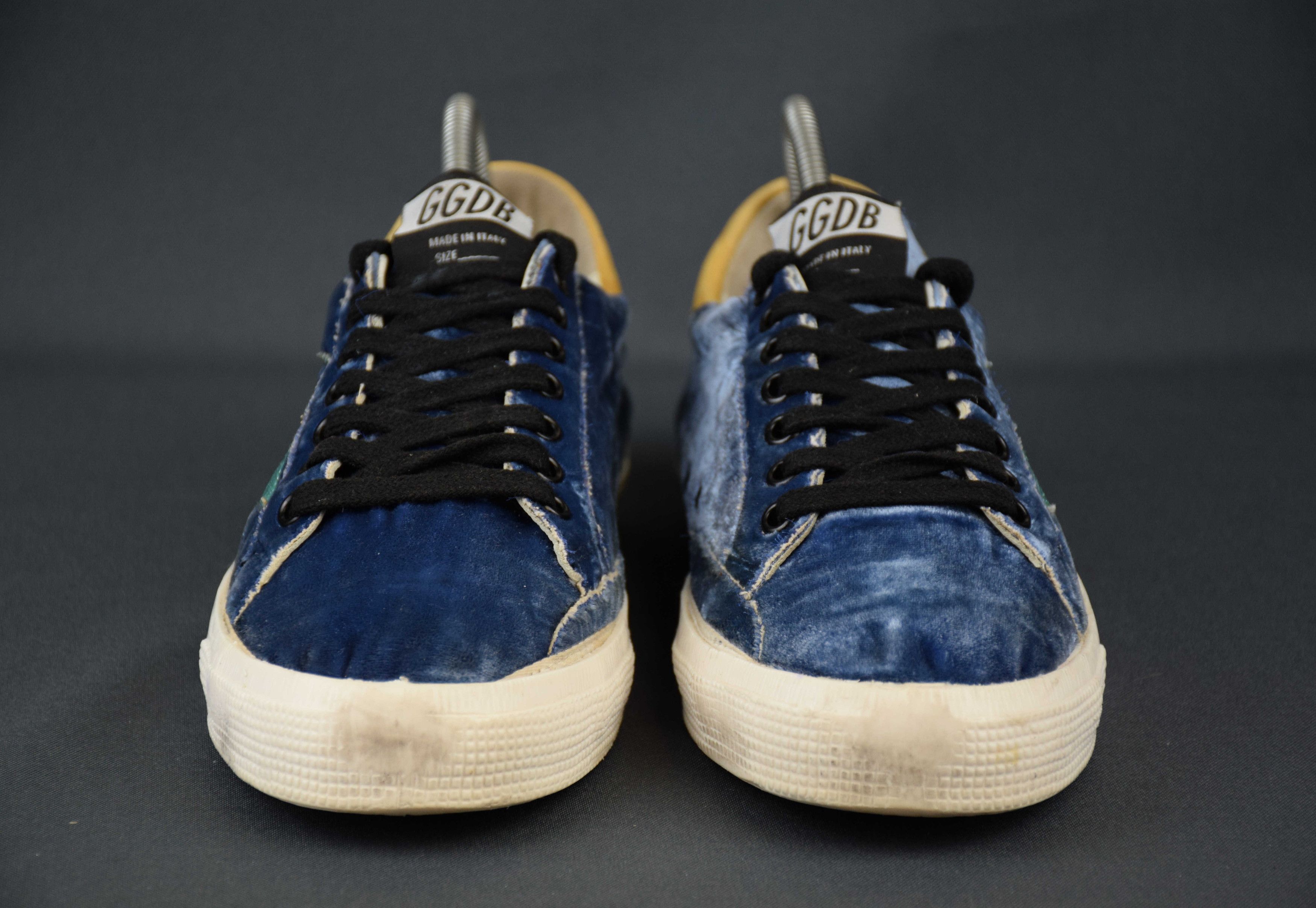 Designer × Golden Goose GOLDEN GOOSE GGDB MAY Blue Velvet Sneakers US 8 UK 6 EU 39 Size US 8 / IT 38 - 3 Thumbnail