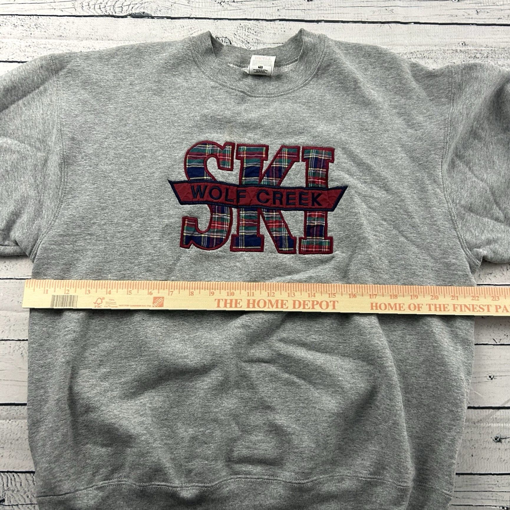 Fruit Of The Loom VINTAGE Wolf Creek Ski Plaid Crewneck Pullover Sweatshirt Men XL Gray FOTL Size US XL / EU 56 / 4 - 4 Thumbnail