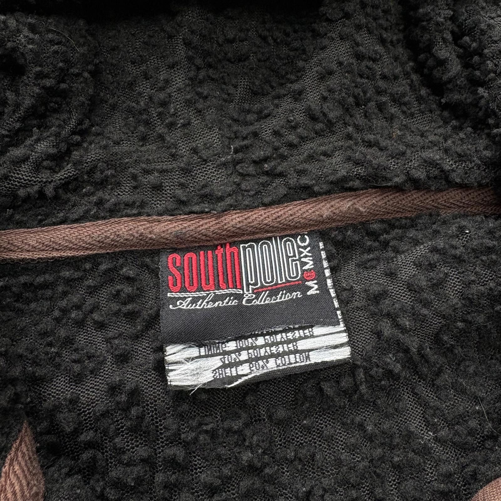 Southpole Vintage Faded Chocolate Brown Sherpa Lined Full Zip Hoodie Size US XL / EU 56 / 4 - 3 Thumbnail