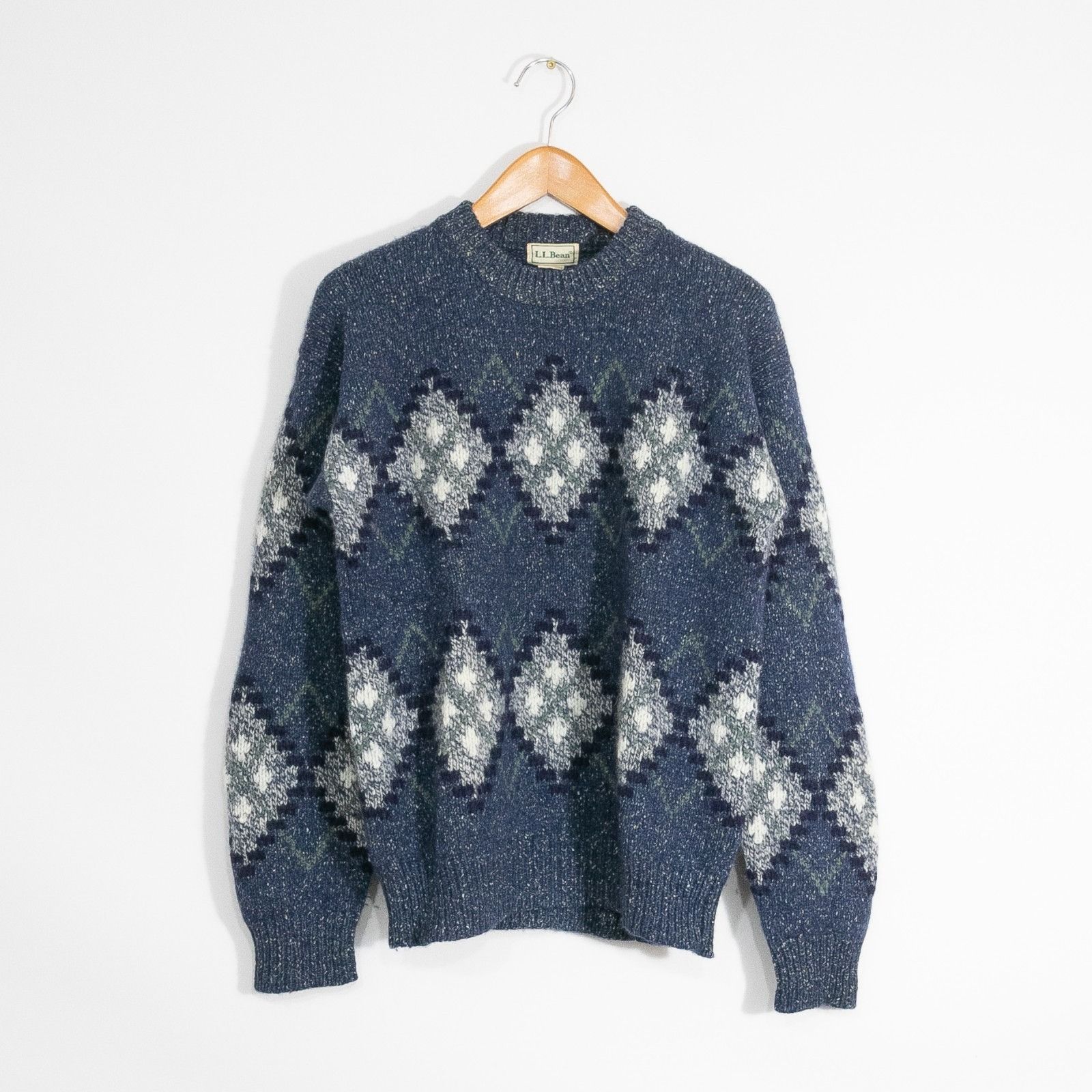 L.L. Bean Vintage 90 LL Bean Argyle Diamond Pattern Wool Sweater Large Size US L / EU 52-54 / 3 - 1 Thumbnail