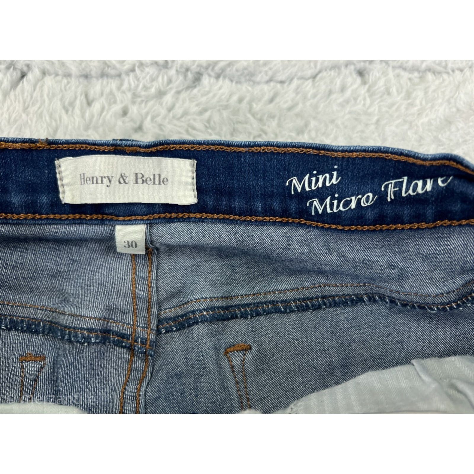 Vintage Henry & Belle Jeans Womens 30 Denim Blue Cotton Blend Flared 5-Pocket Regular Inseam 31 Painte? Size 30" / US 8 / IT 44 - 4 Thumbnail