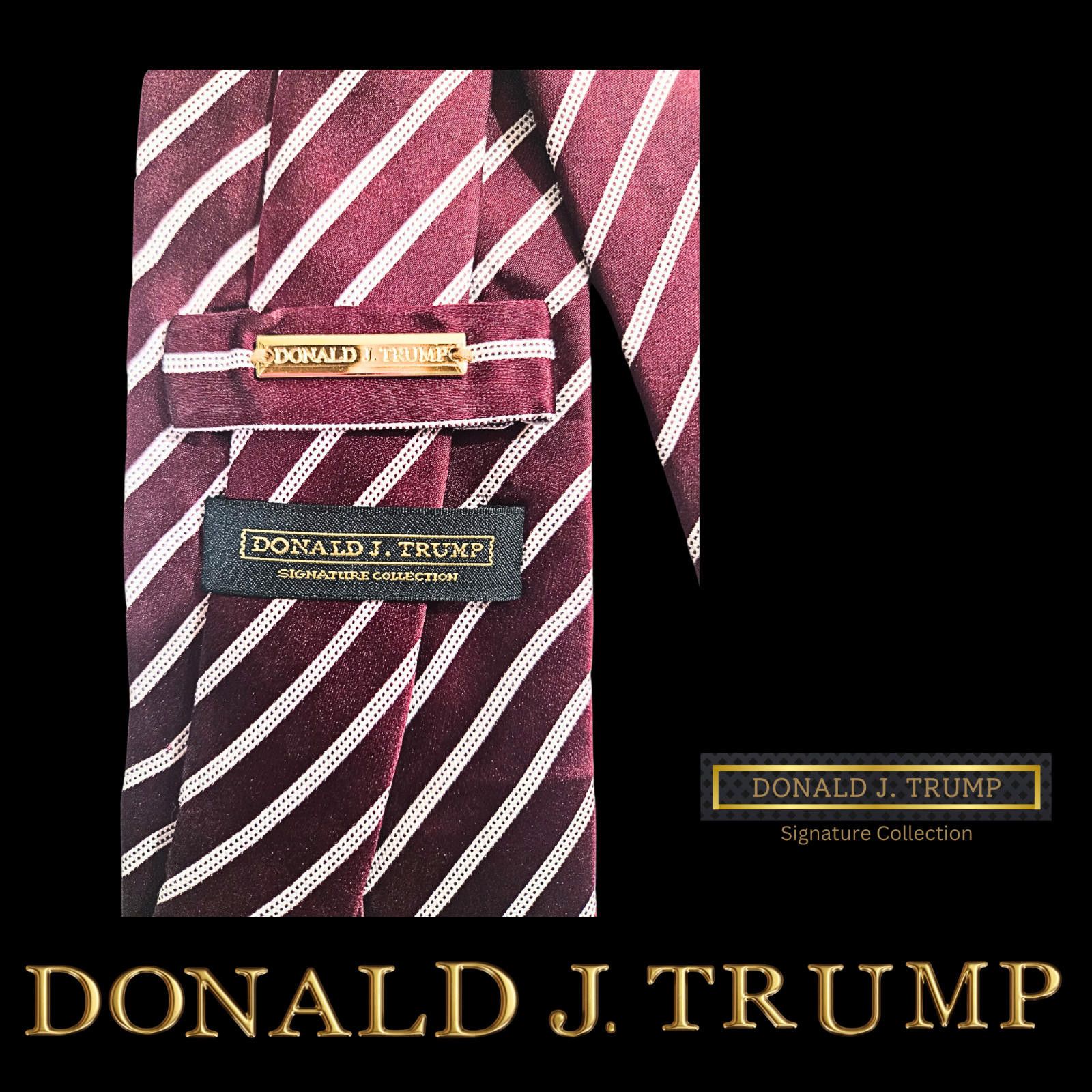 Designer NEW Donald J. Trump Necktie Tie President Burgundy Striped Size ONE SIZE - 3 Thumbnail
