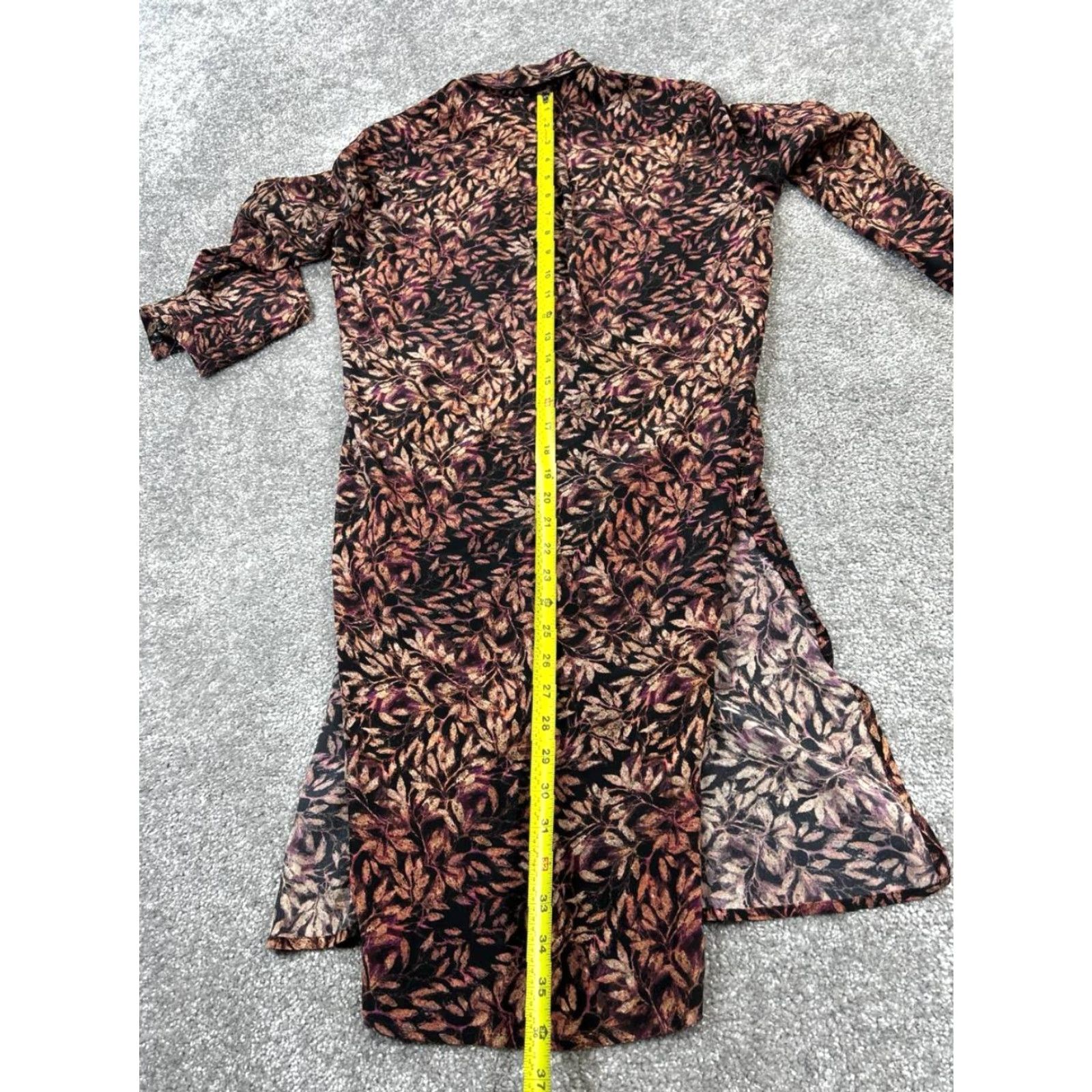 Vintage Peruvian Connection Shirt Dress Womens XS Brown Purple Floral Button Up Dress Shirt Size XS / US 0-2 / IT 36-38 - 7 Thumbnail