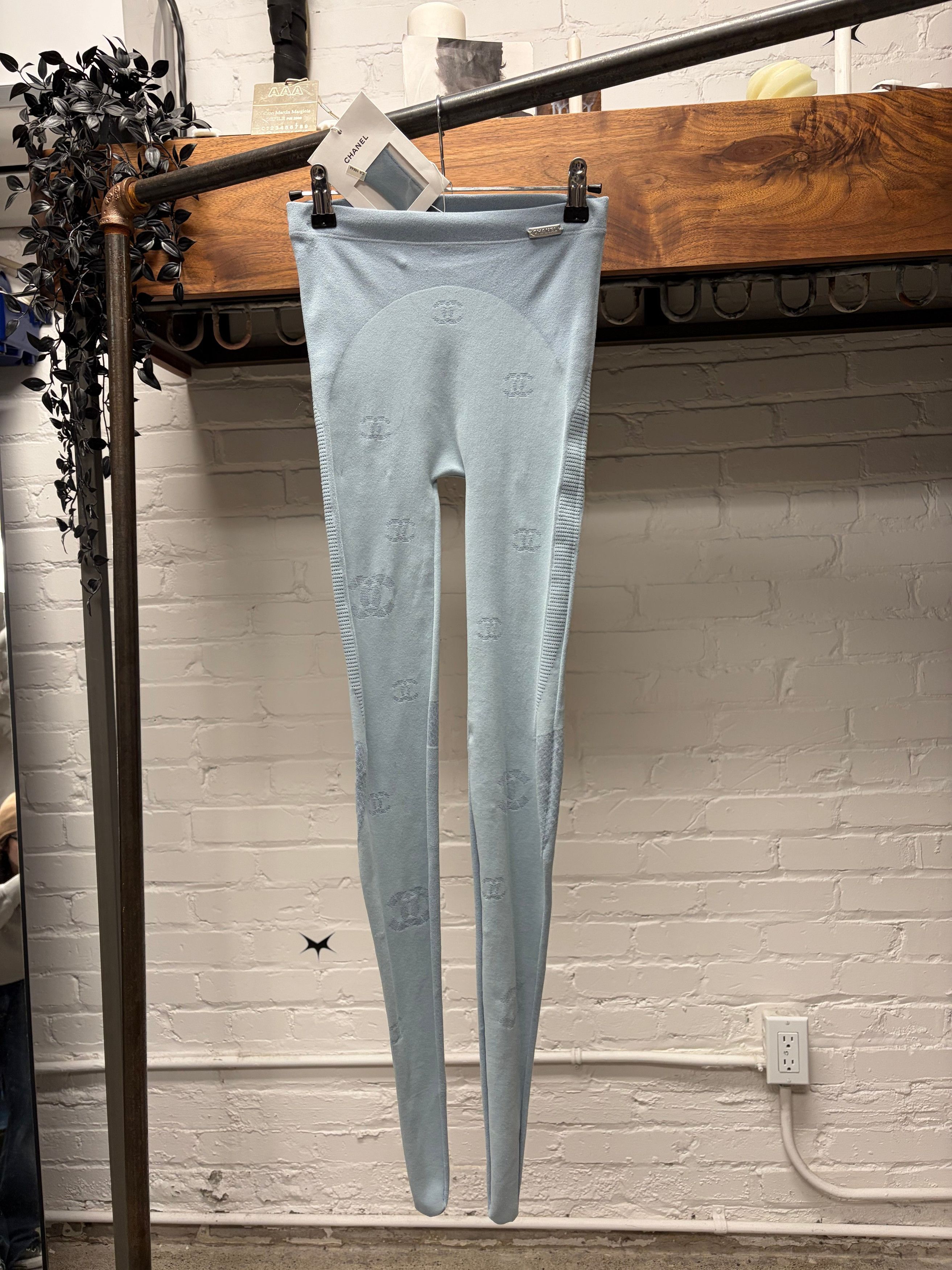 Chanel SS2021 Chanel Light Blue Monogram Tights Size 27" / US 4 / IT 40 - 1 Thumbnail