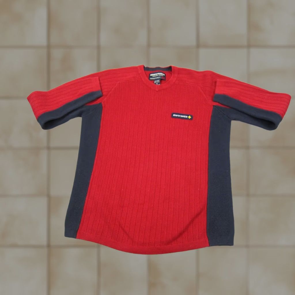 Abercrombie & Fitch VINTAGE Abercrombie Sweater Womens XL Red Ribbed V-Neck Y2k 80s 90s Classic Size XL / US 12-14 / IT 48-50 - 1 Thumbnail