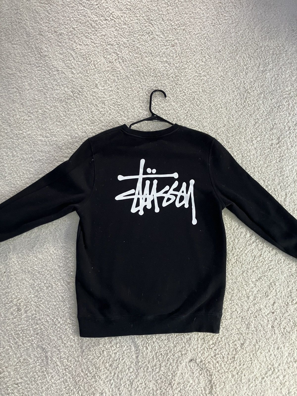 image of Stussy Logo Crewneck Black & White, Men's (Size Small)