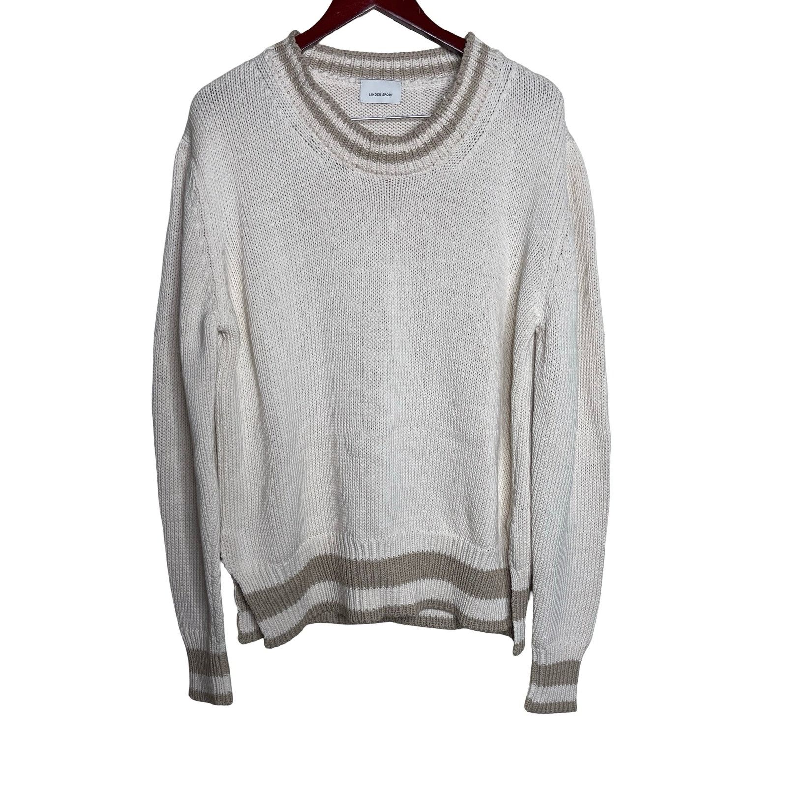 Linder Linder Sport white chunky heavy knit crewneck sweater XL Size US XL / EU 56 / 4 - 1 Thumbnail