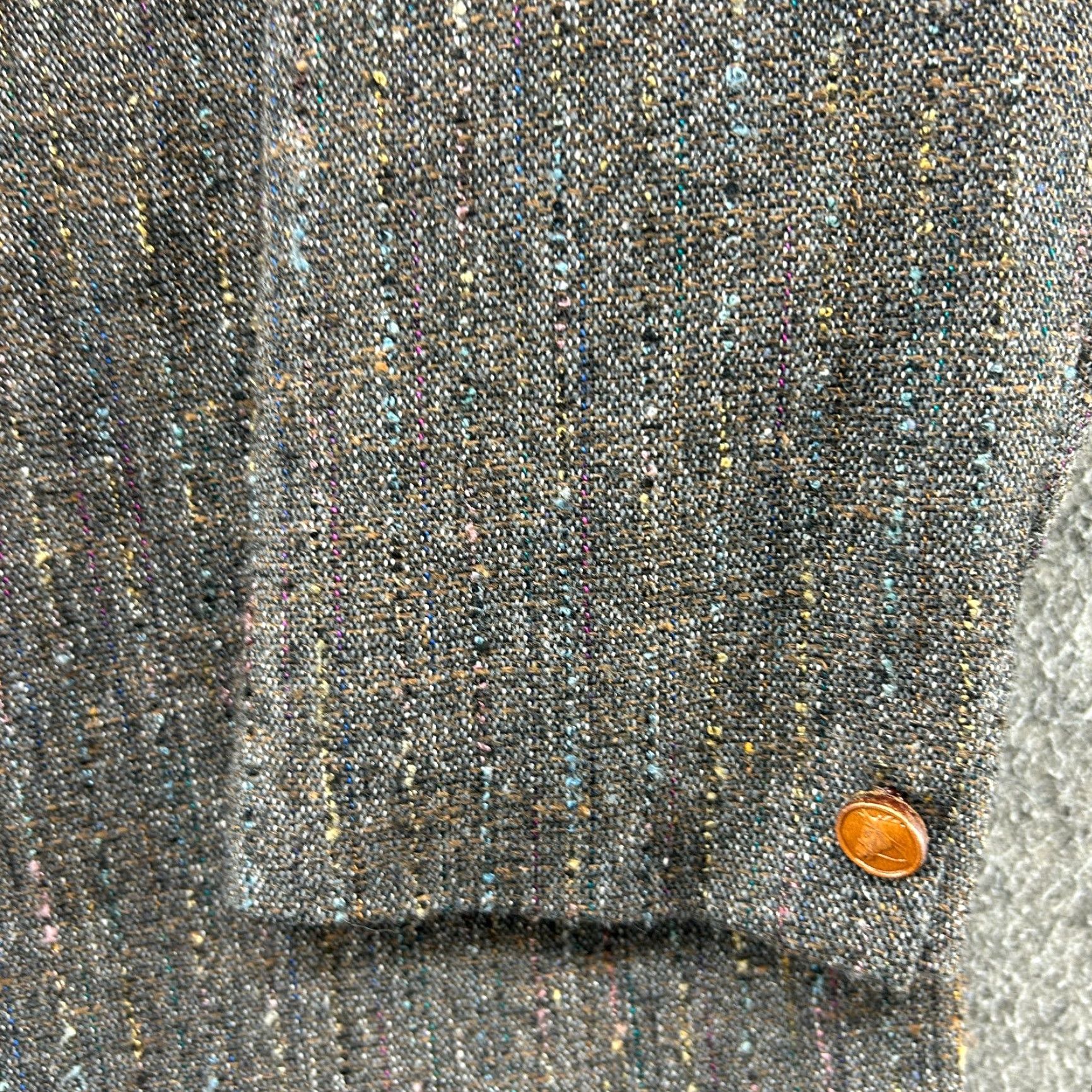 Vintage VINTAGE Larry Mahans Blazer Shirt Mens 42R Brown Wool Tweed Herringbone 90s USA Two-Button Cuff Missing Button Size 42R - 5 Thumbnail