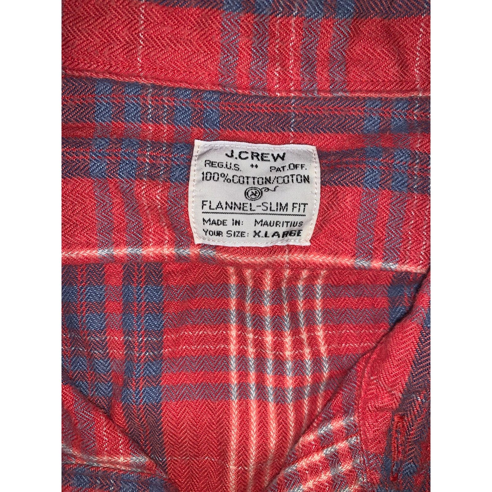J.Crew J.Crew Red Blue Plaid Flannel Shirt XL Slim Fit Cotton Size US XL / EU 56 / 4 - 3 Thumbnail