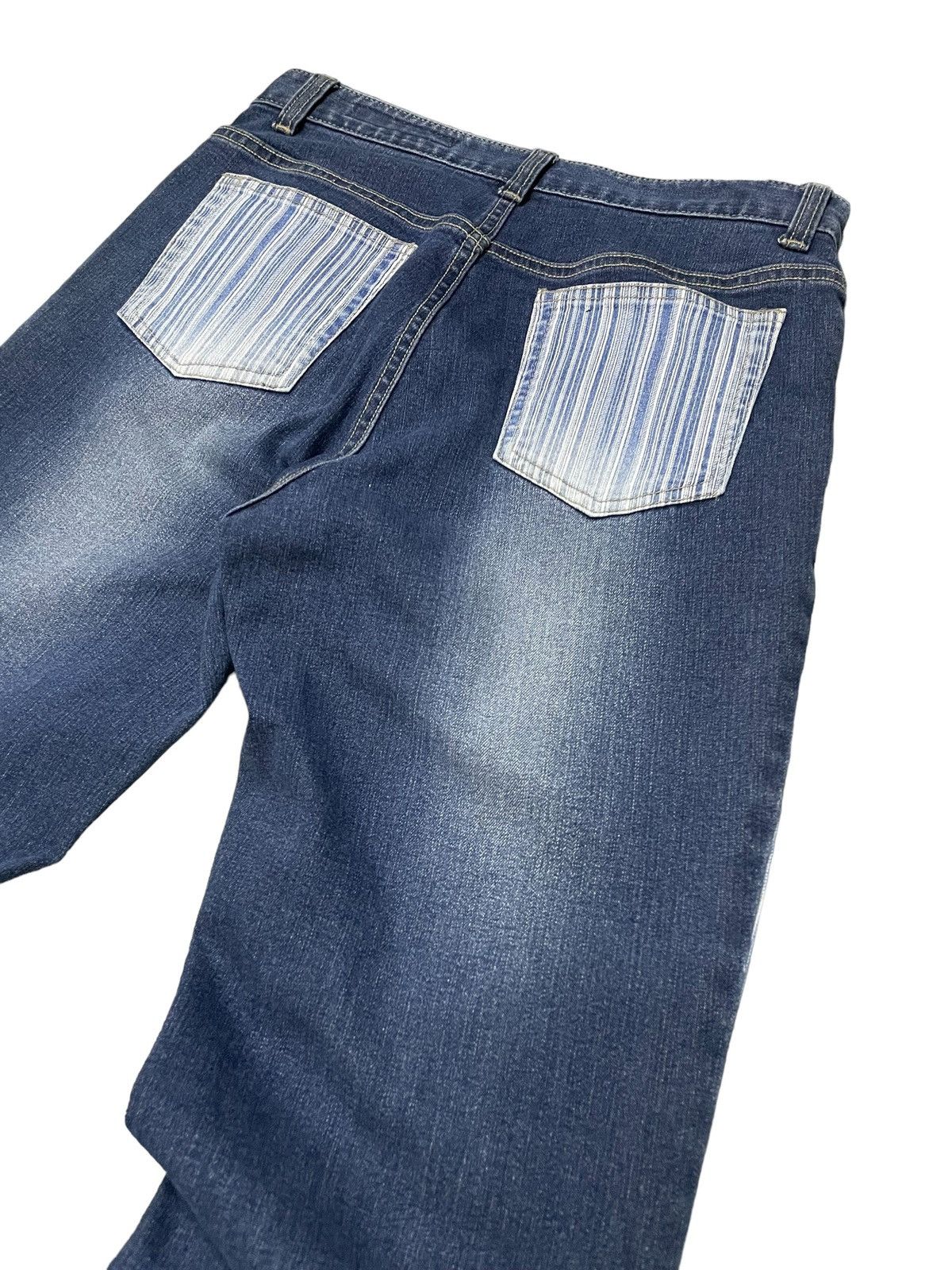 FUSAI × Hysteric Glamour × PPFM Flared Hybrid Border Stripe Japanese Brand Denim Pants Size US 28 / EU 44 - 8 Thumbnail