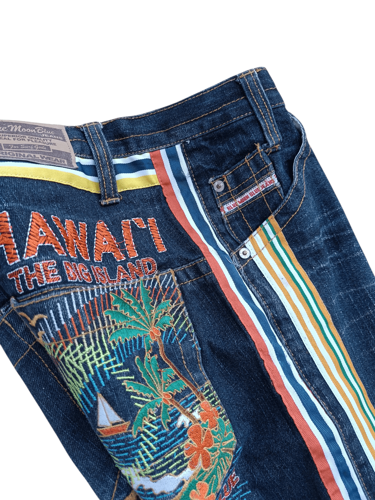 Designer VTG BLUE MOON BLUE SIDE STRIPE EMBROIDERY STYLE DESIGN DENIM Size US 30 / EU 46 - 21 Thumbnail