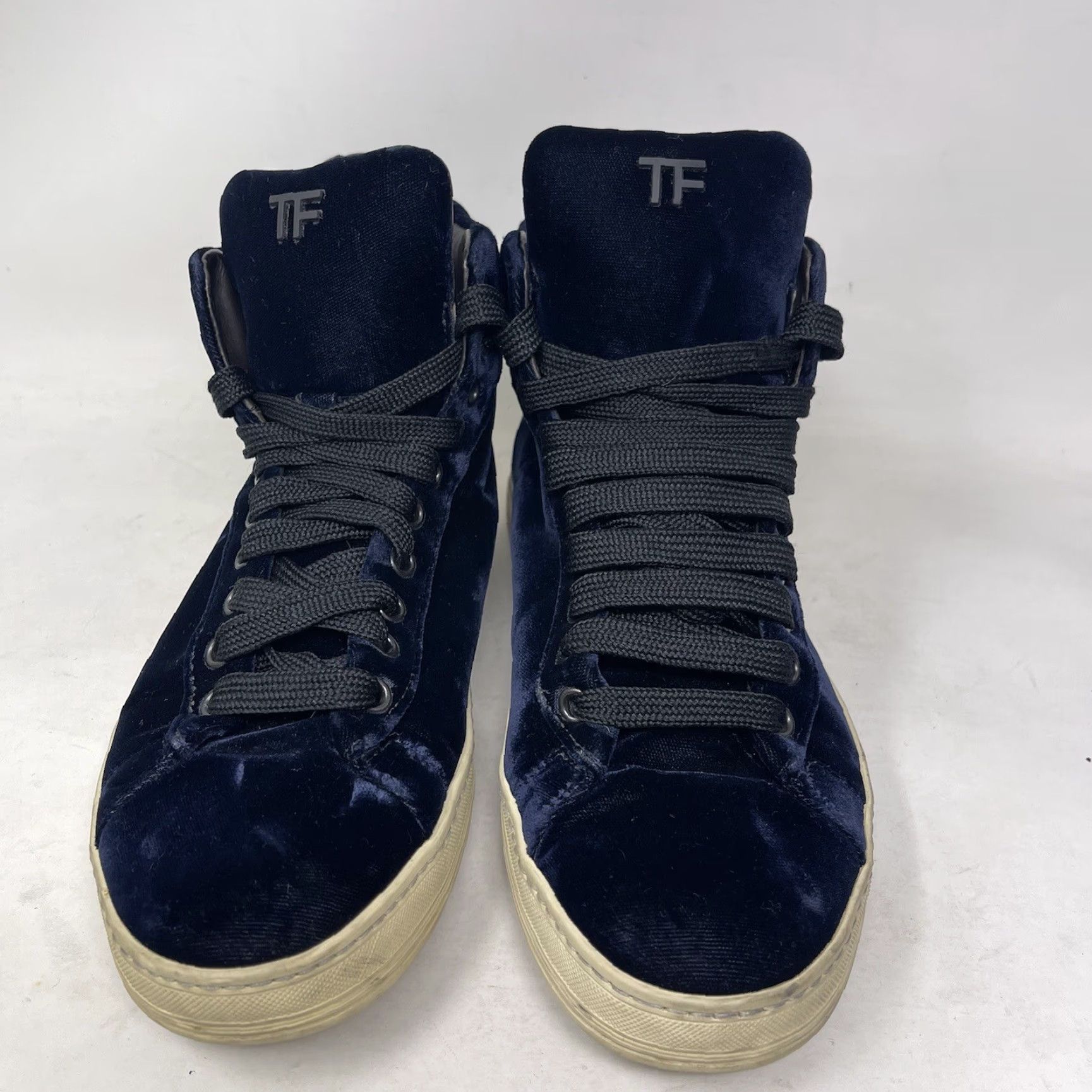Tom Ford TOM FORD Sneakers Mens Size 6 38 Velvet High Top Blue Distressed Preppy 80s 90s Hipster Logo Casual Shoes Size US S / EU 44-46 / 1 - 4 Thumbnail