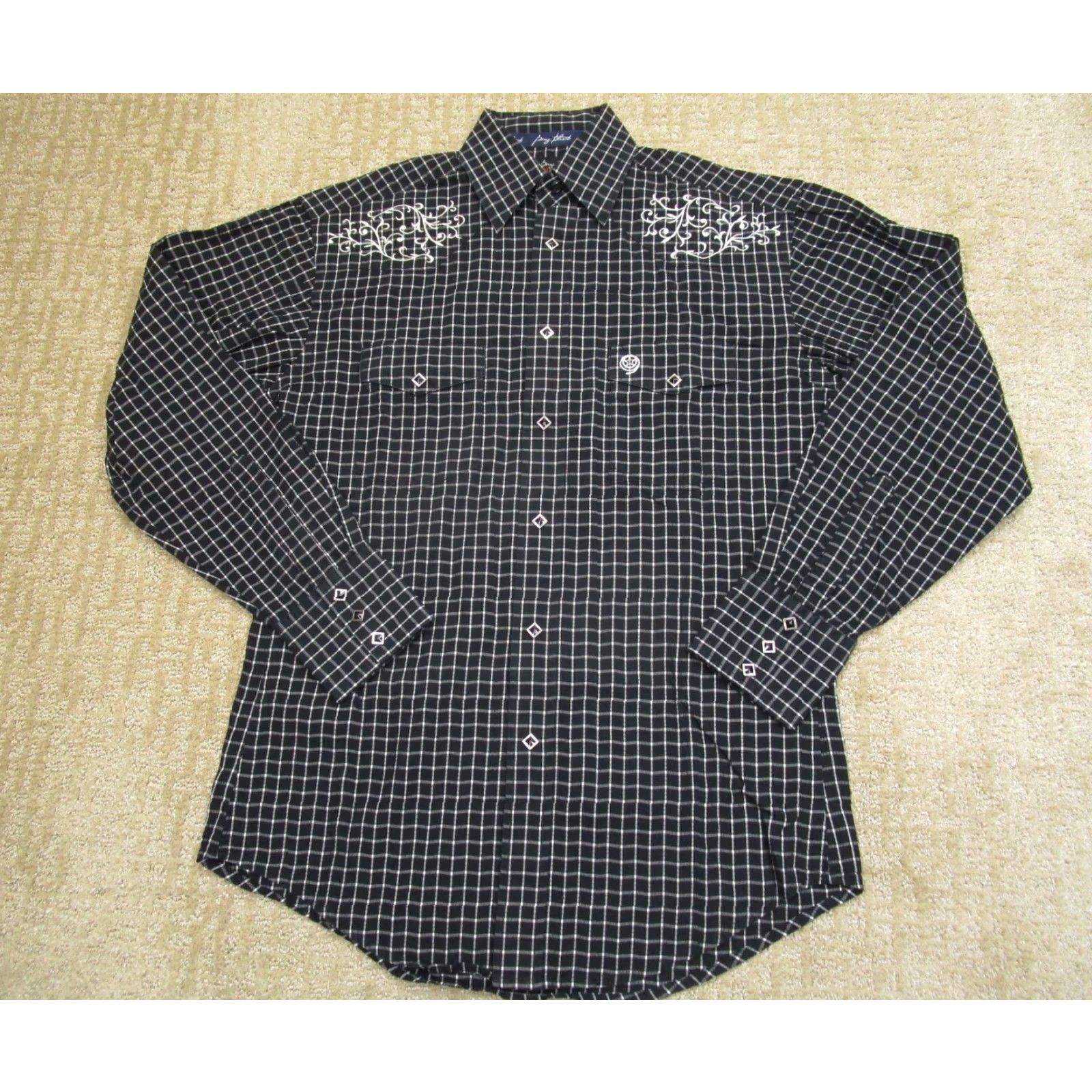 Wrangler Wrangler George Strait Shirt Men Medium Black Check Embroidered Logo Button-Up Size US M / EU 48-50 / 2 - 2 Thumbnail