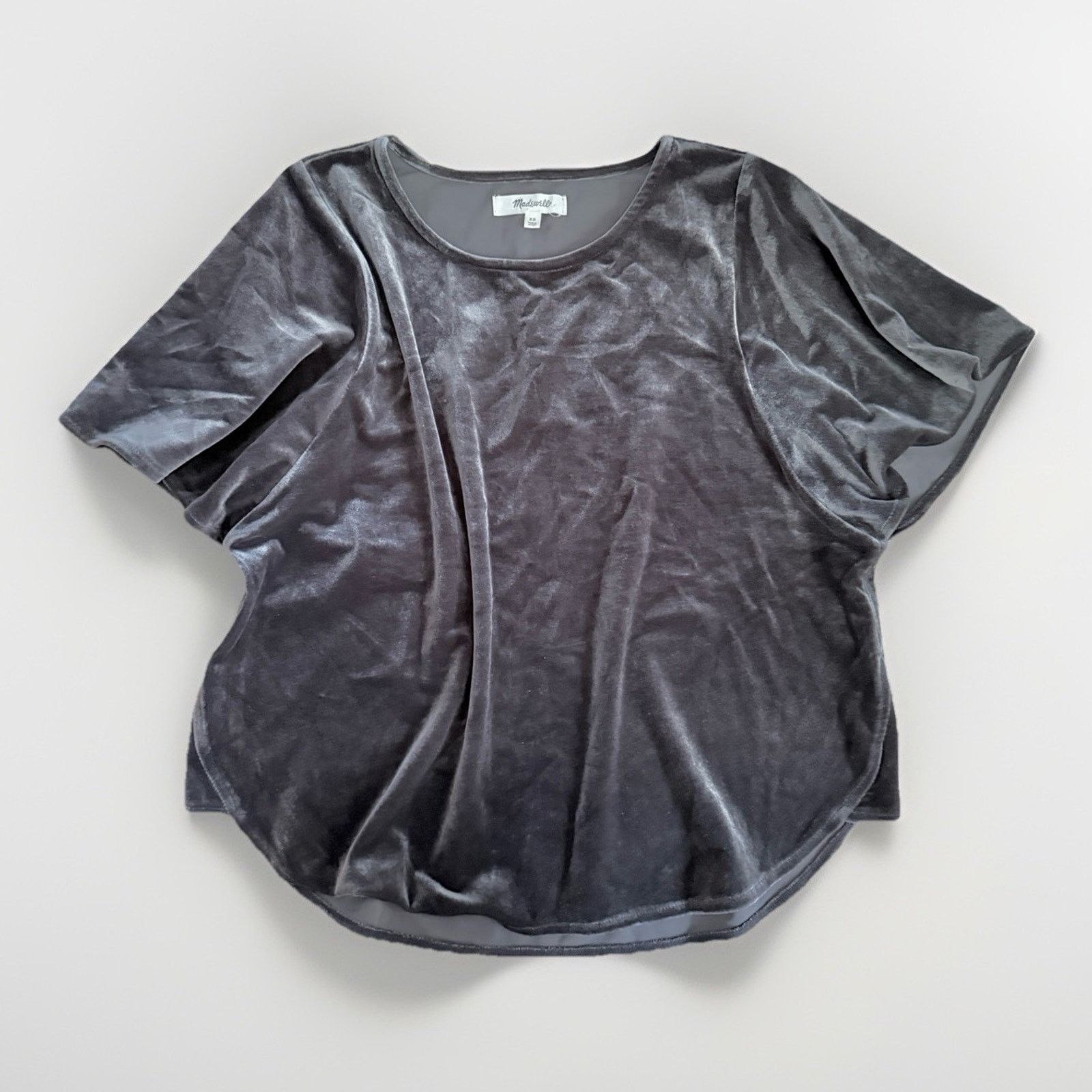 Madewell MADEWELL Velvet Butterfly Top Women's XS Gray Short Sleeve Size XS / US 0-2 / IT 36-38 - 1 Thumbnail
