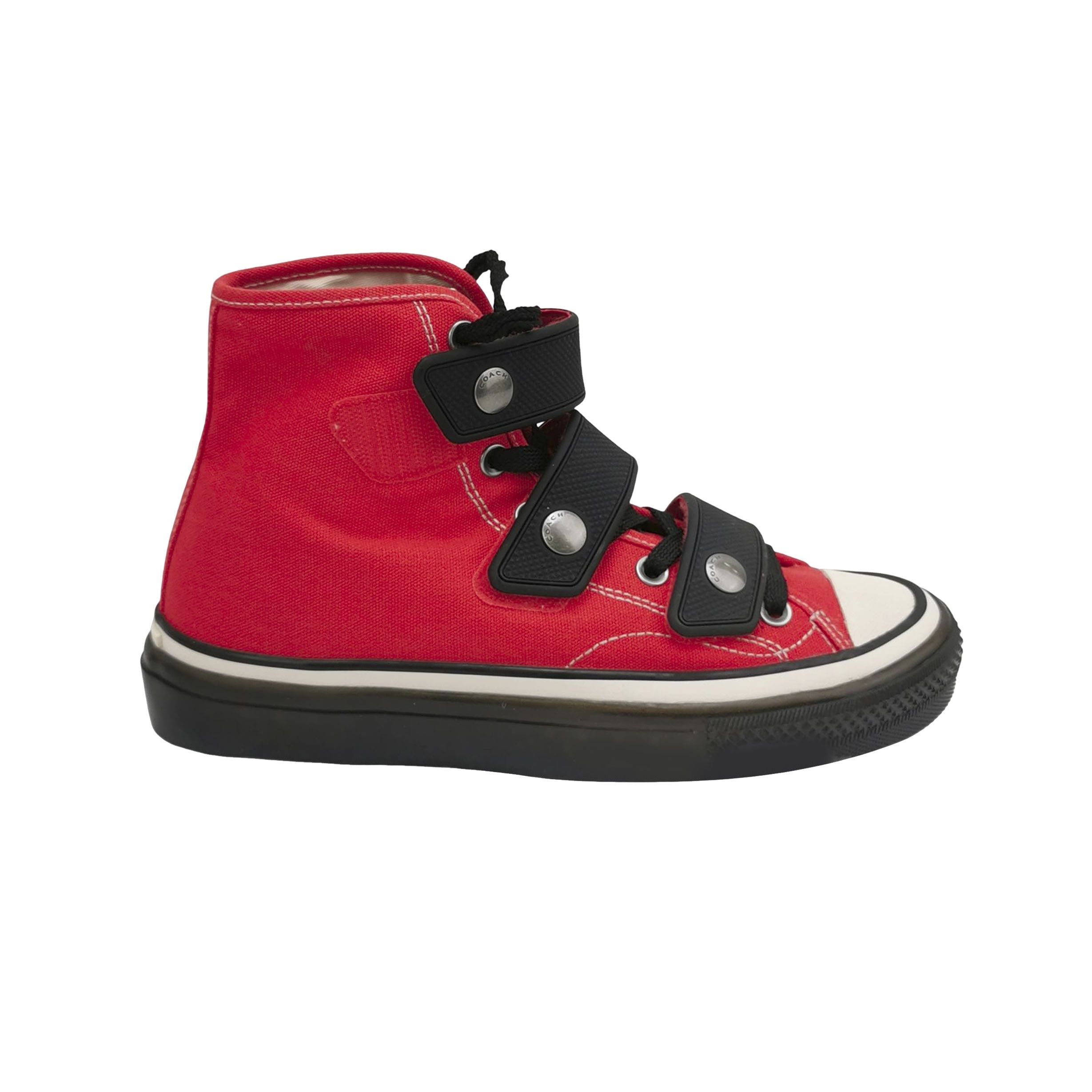 Coach Coach Red Canvas High Top Sneakers EU 40 Size US 7 / EU 40 - 1 Thumbnail
