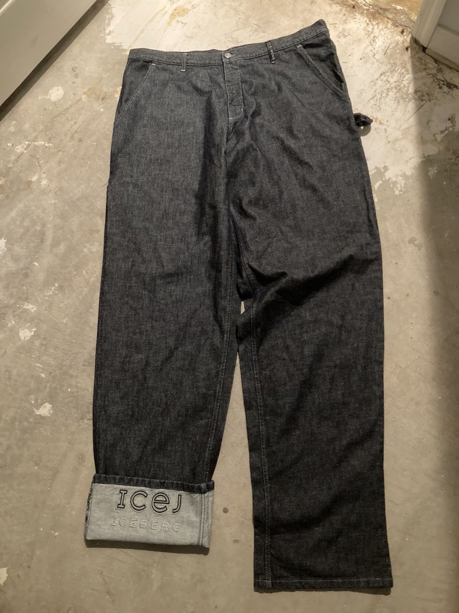 Iceberg × Vintage VTG Iceberg History baggy Black denim silver stitching Size US 42 / EU 58 - 2 Thumbnail