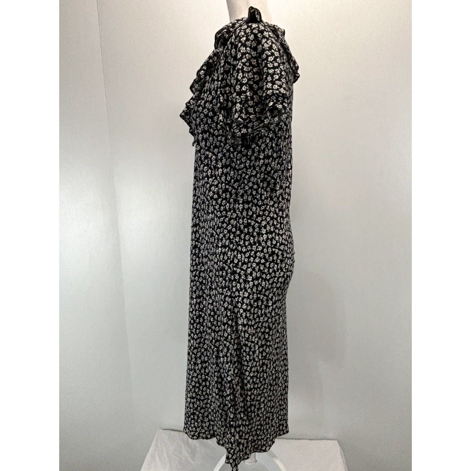 Vintage VINTAGE Betsy Lauren Floral Midi Dress White Grunge Ruffle Sz 8 Womens 90s Size M / US 6-8 / IT 42-44 - 2 Thumbnail
