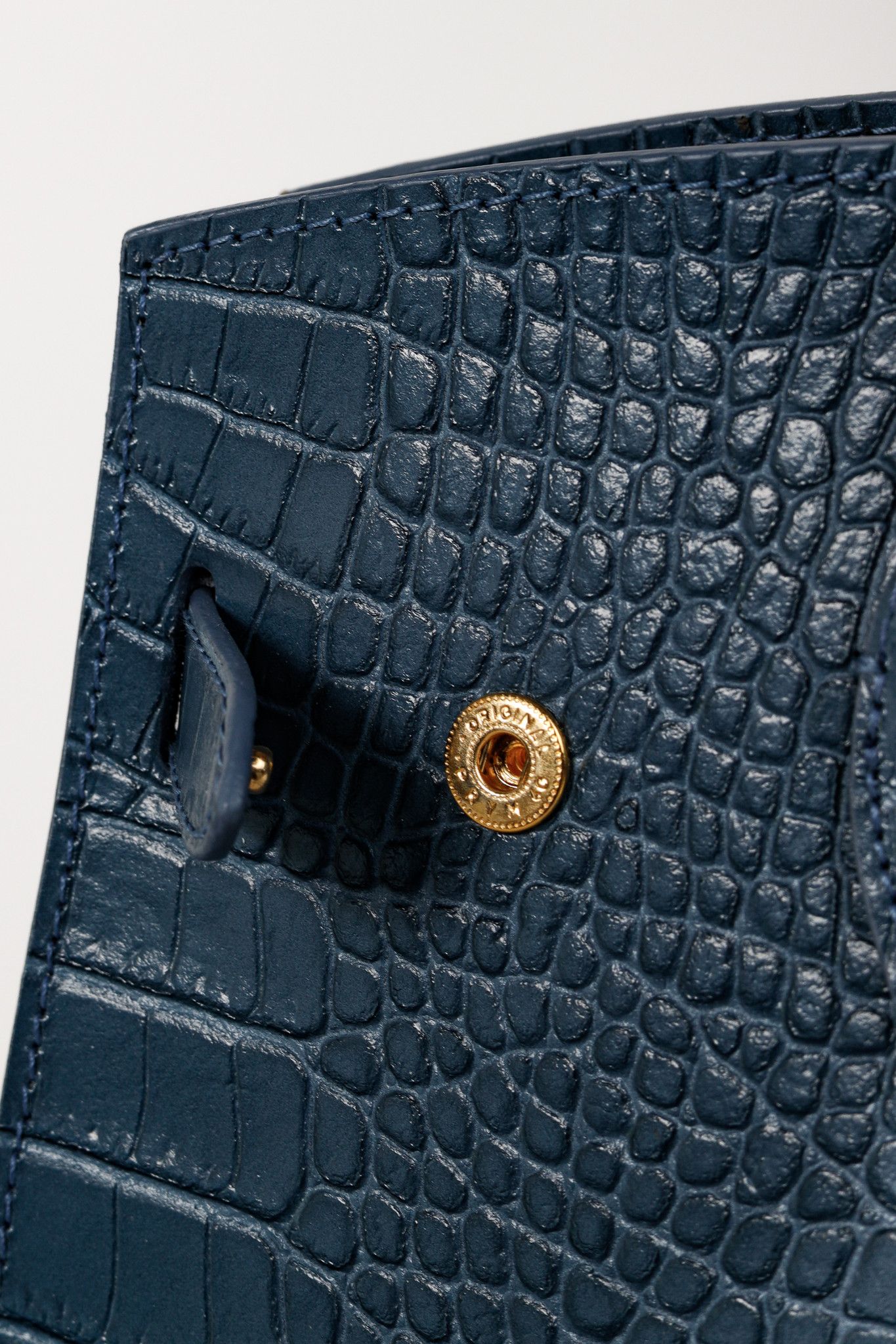 Designer Teddy Blake Kate Croco 12" Blue Leather Tote Size ONE SIZE - 9 Thumbnail