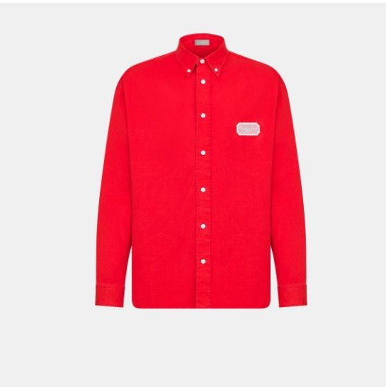 o1w1db11124 Cotton Twill Shirt in Red