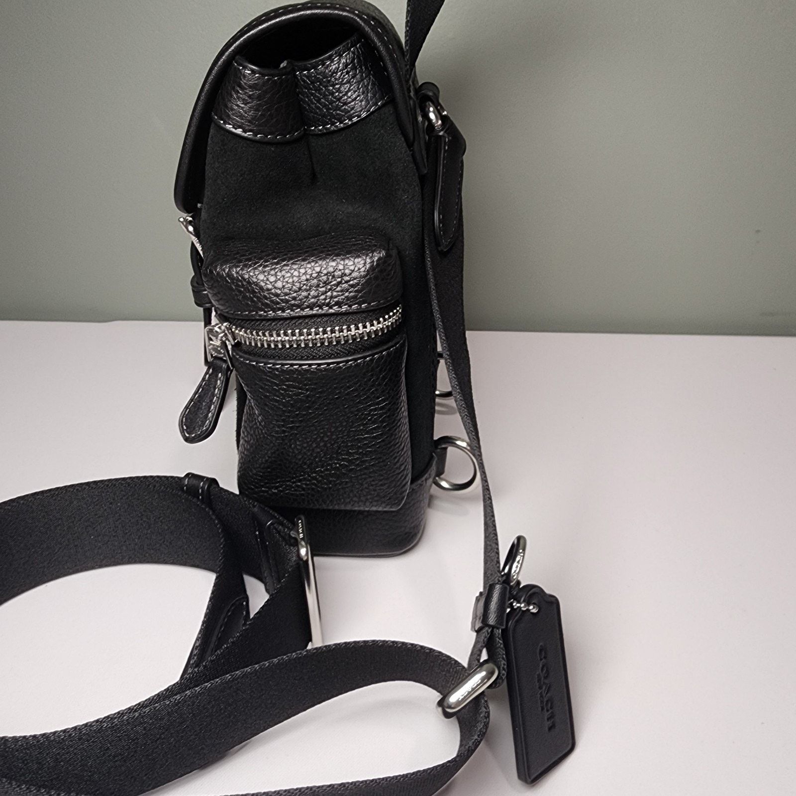 Coach NWT Coach CCE79 Sprint Sling Pack Silver Black Suede Size ONE SIZE - 2 Thumbnail