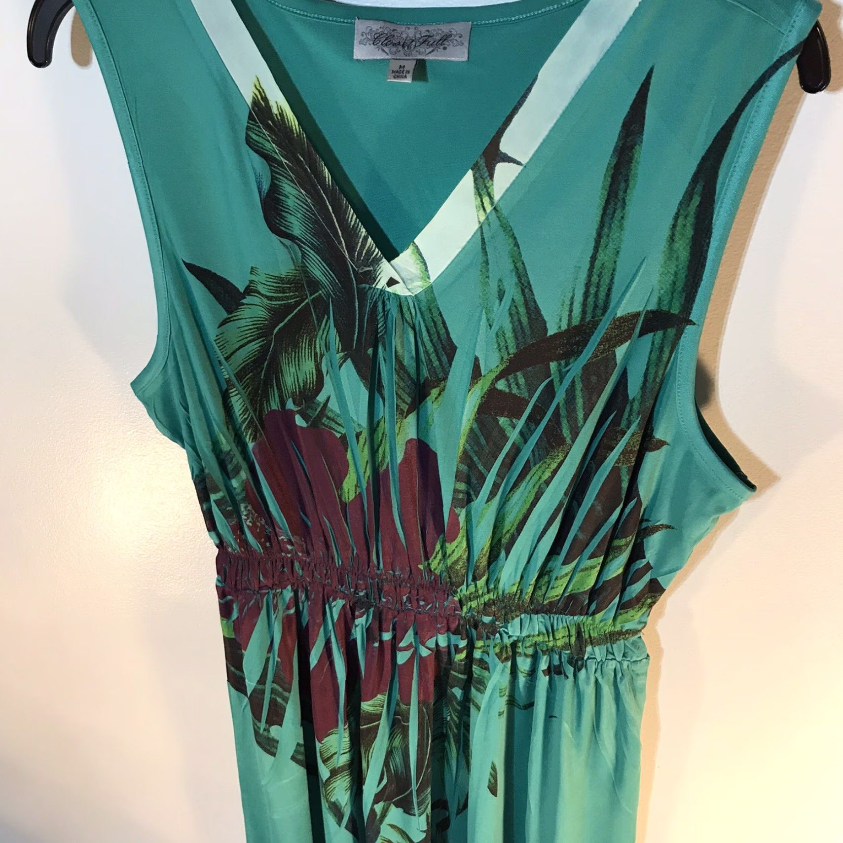 Vintage Closet Full Floral Midi Dress Womens Size S Green Sleeveless V-Neck Casual Fit & Flare Size S / US 4 / IT 40 - 2 Thumbnail
