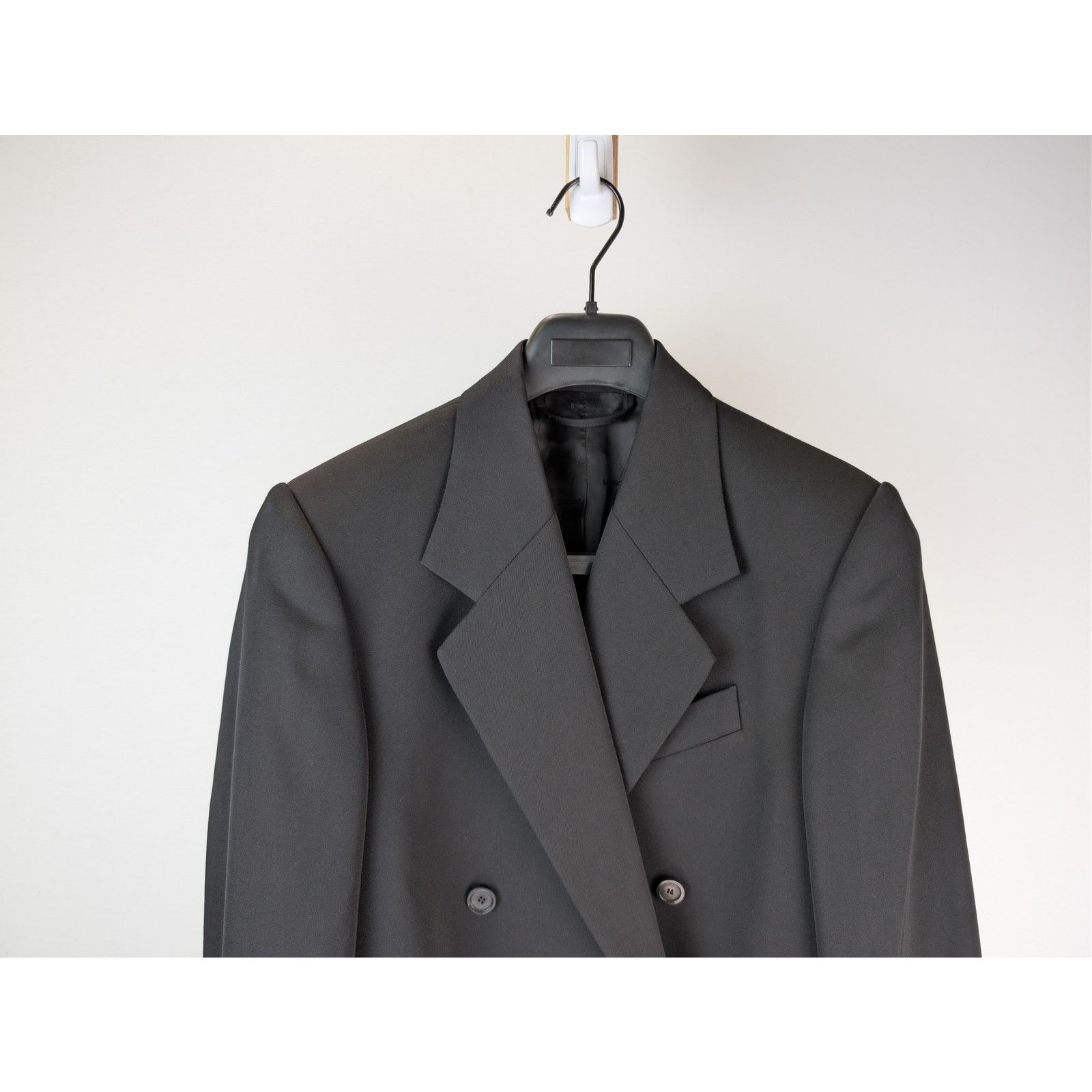 Balenciaga o1rshd1 Wool Barathea Shrunk DB Blazer / Jacket in Black Size US M / EU 48-50 / 2 - 3 Thumbnail