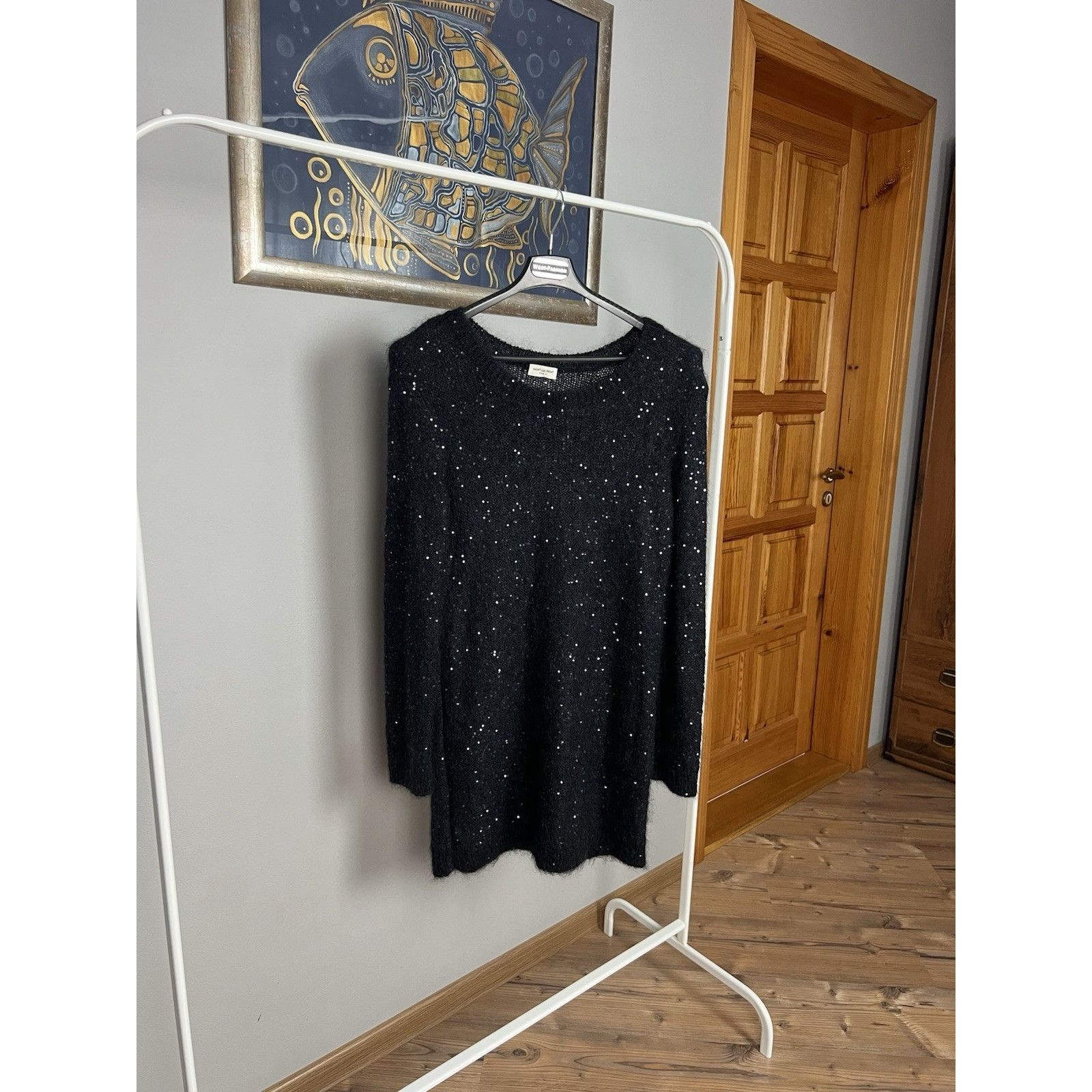 Saint Laurent Paris Saint Laurent RECENT Black Wool Oversized Glitter Knitted Cr Size M / US 6-8 / IT 42-44 - 11 Thumbnail