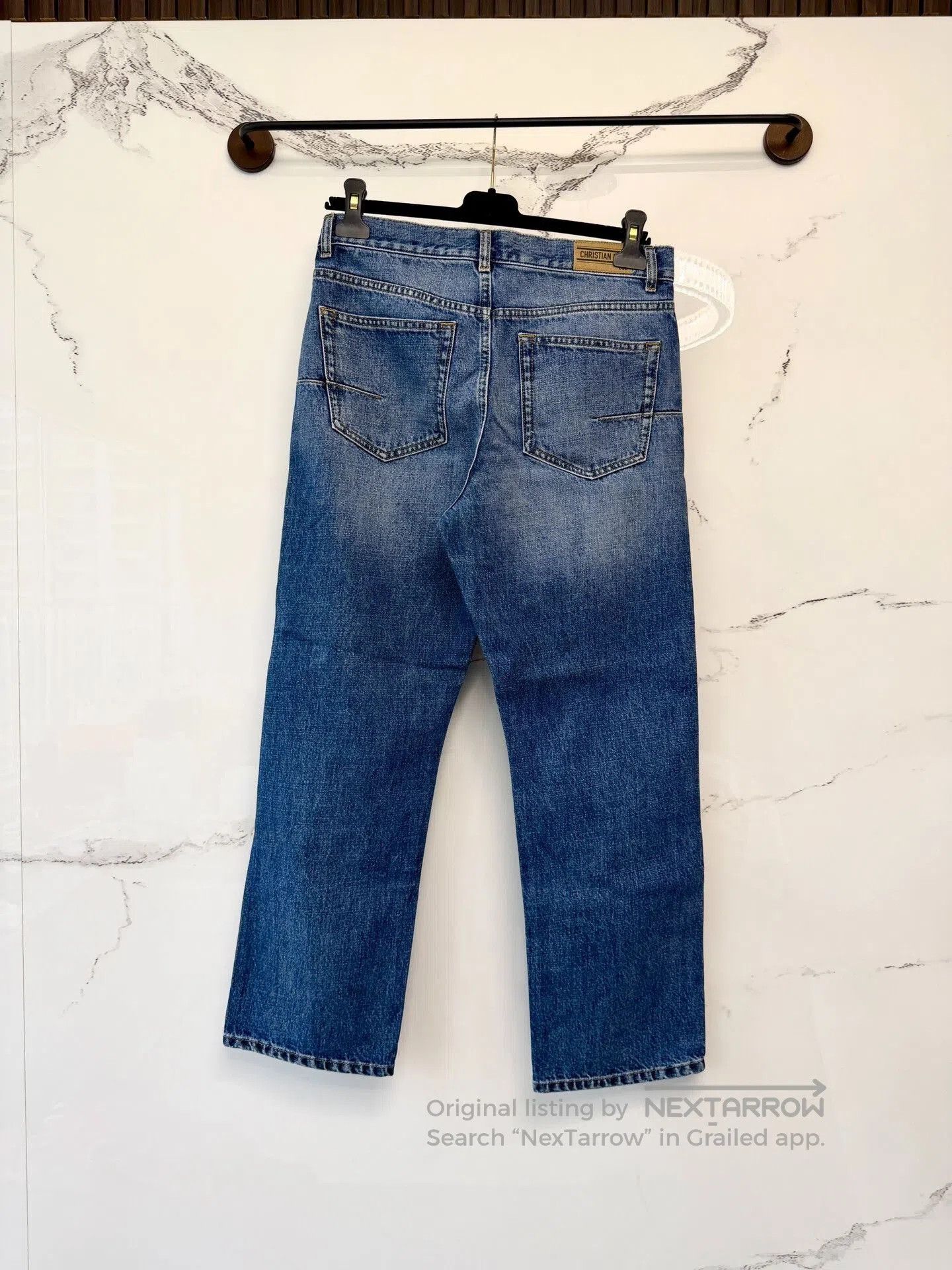 Dior Dior Dark Blue Leather Patch Jeans. Size US 38 / EU 54 - 2 Thumbnail