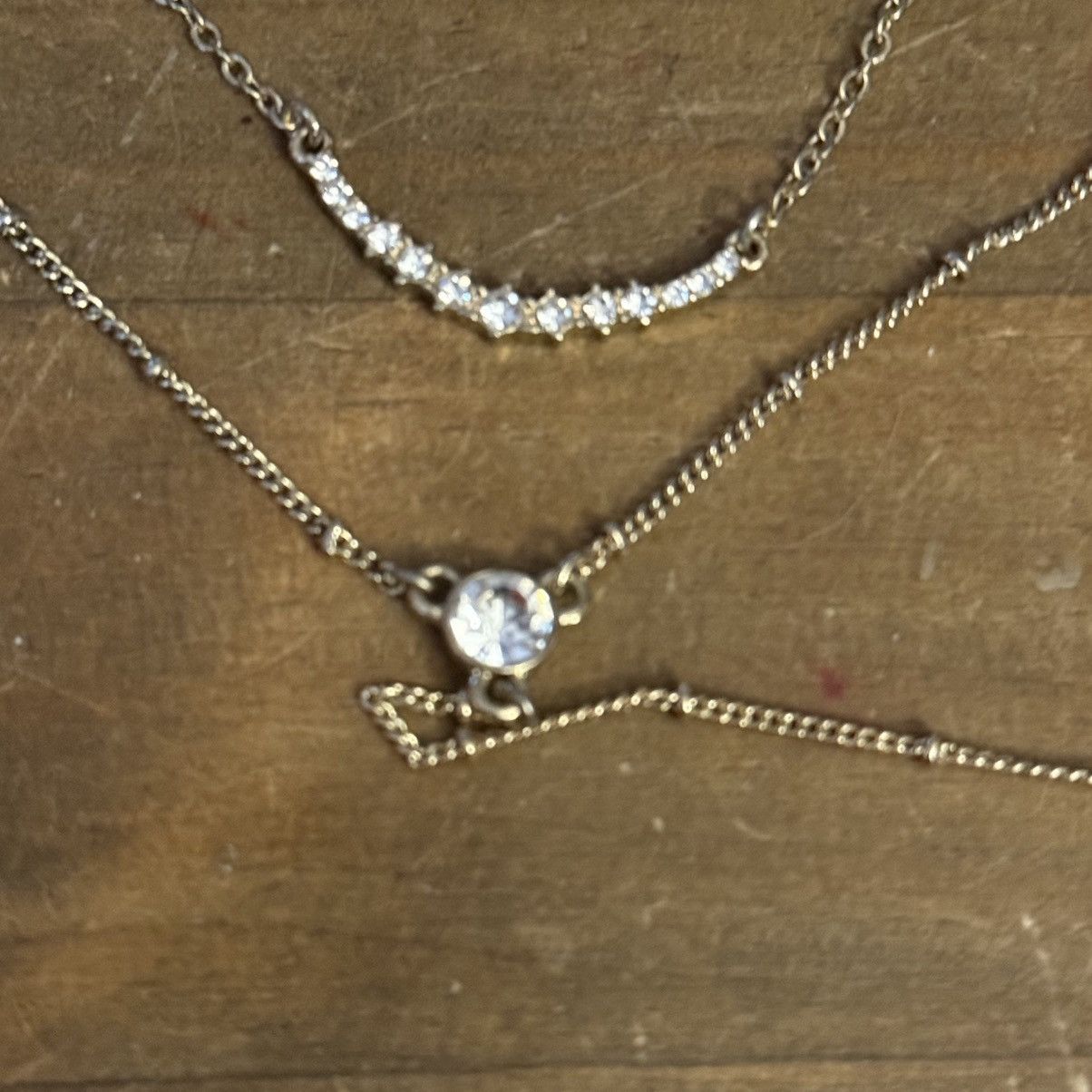 Express Express gold tone triple layered rhinestone Y necklace Size ONE SIZE - 4 Thumbnail