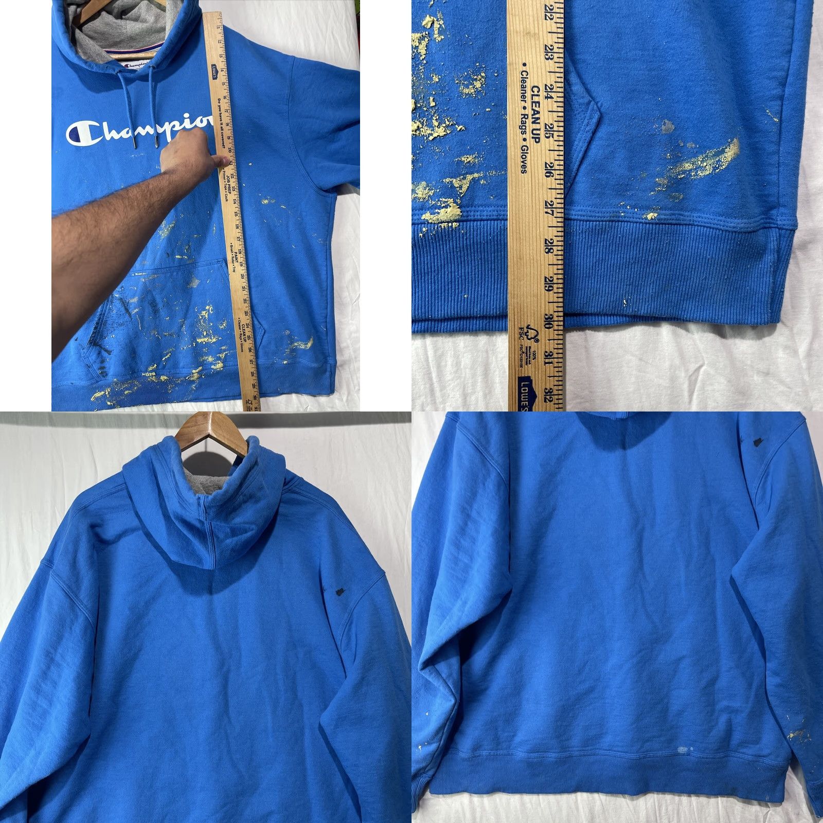 Champion Champion Hoodie Mens 2XL Blue Sweatshirt Fleece Long Sleeve Logo Sweater Size US XXL / EU 58 / 5 - 9 Thumbnail