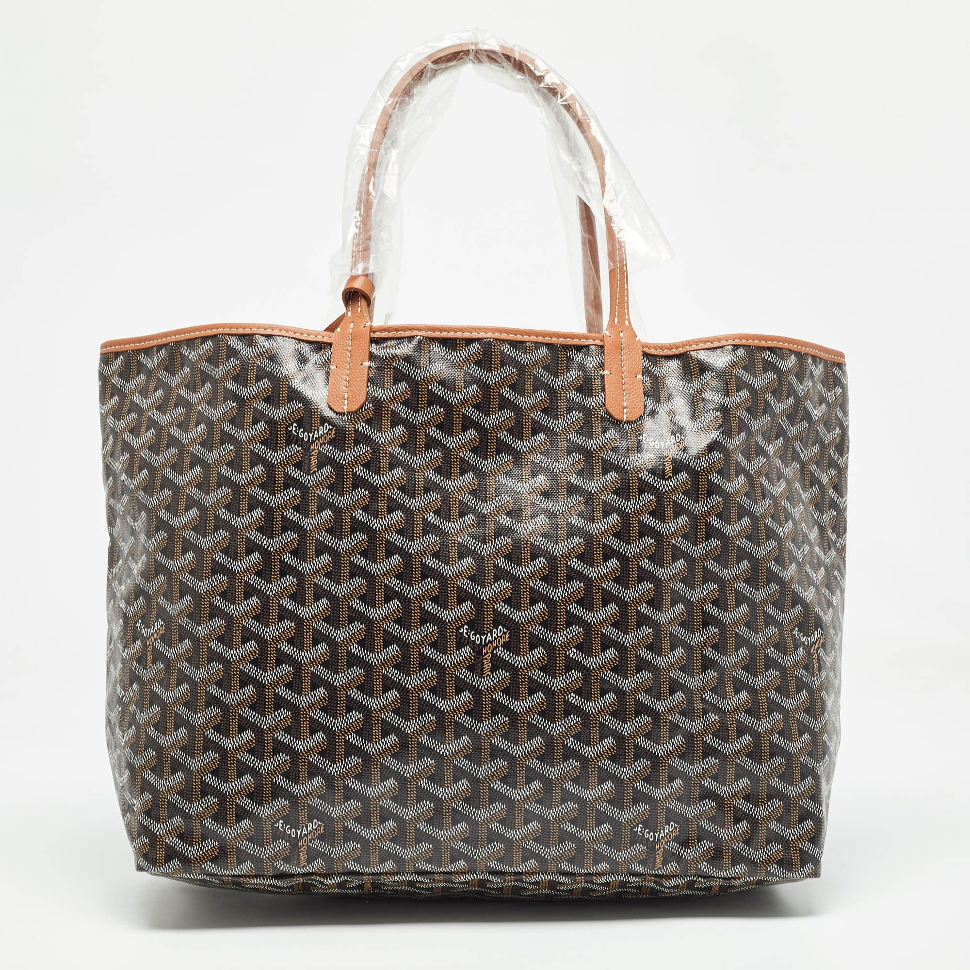 image of Goyard Brown Ine Coated Canvas Saint Louis Pm Tote, Women's